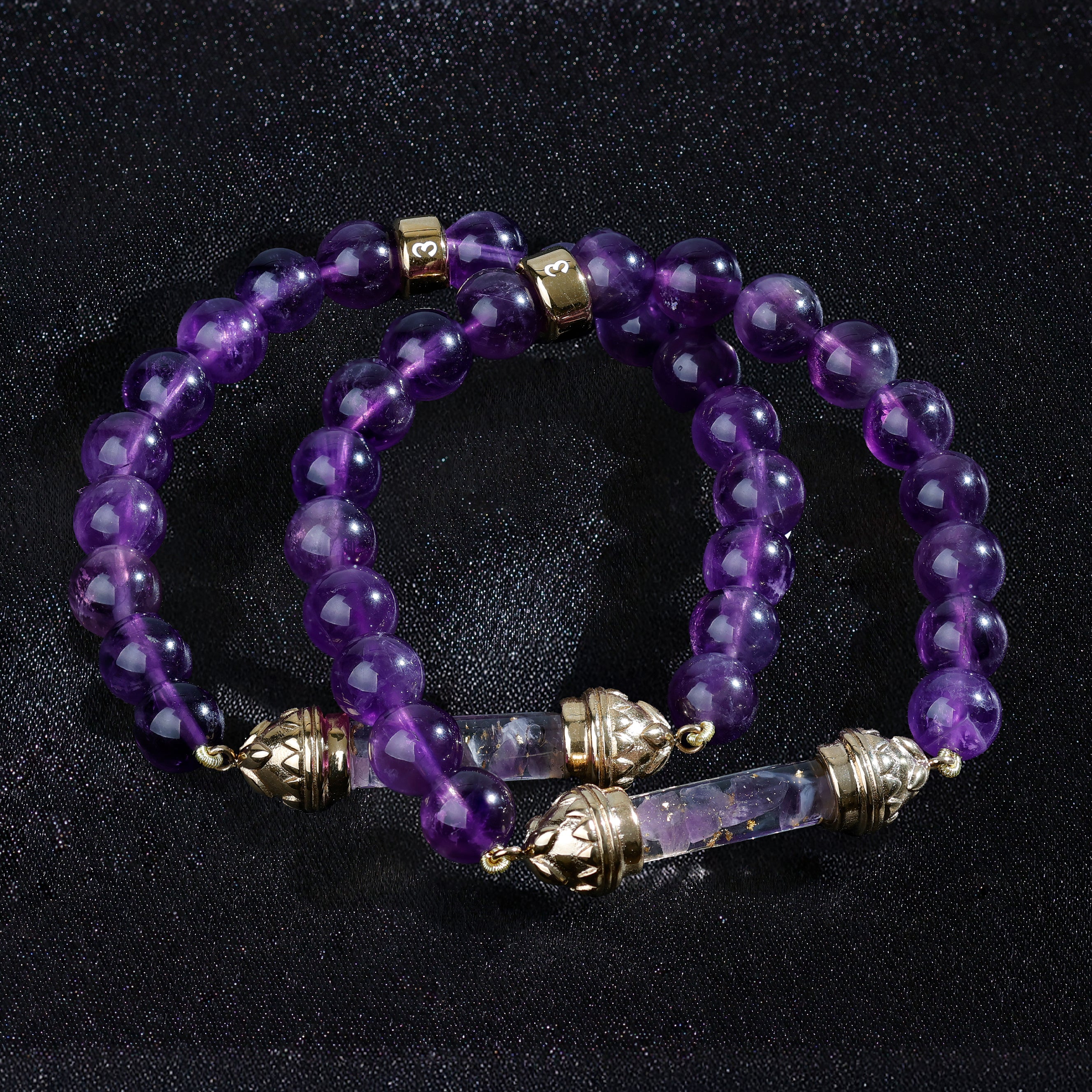 Bracelet en Améthyste et Amulette Sacrée en Améthyste AAA – Calme Spirituel & Clarté