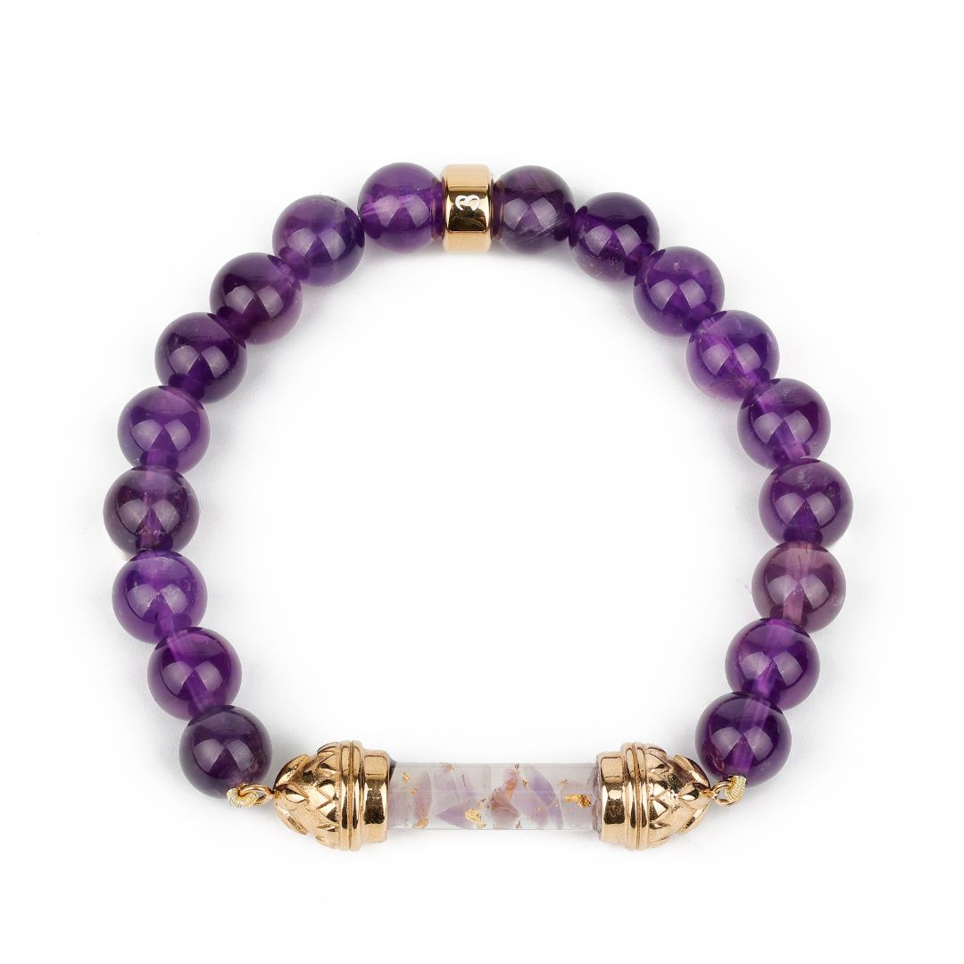 Bracelet en Améthyste et Amulette Sacrée en Améthyste AAA – Calme Spirituel & Clarté