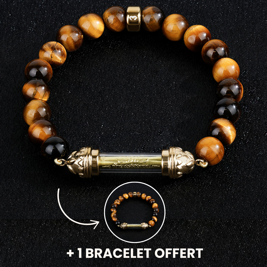 Tiger Eye Bracelet and Sacred Takrut Amulet - Protection and Luck