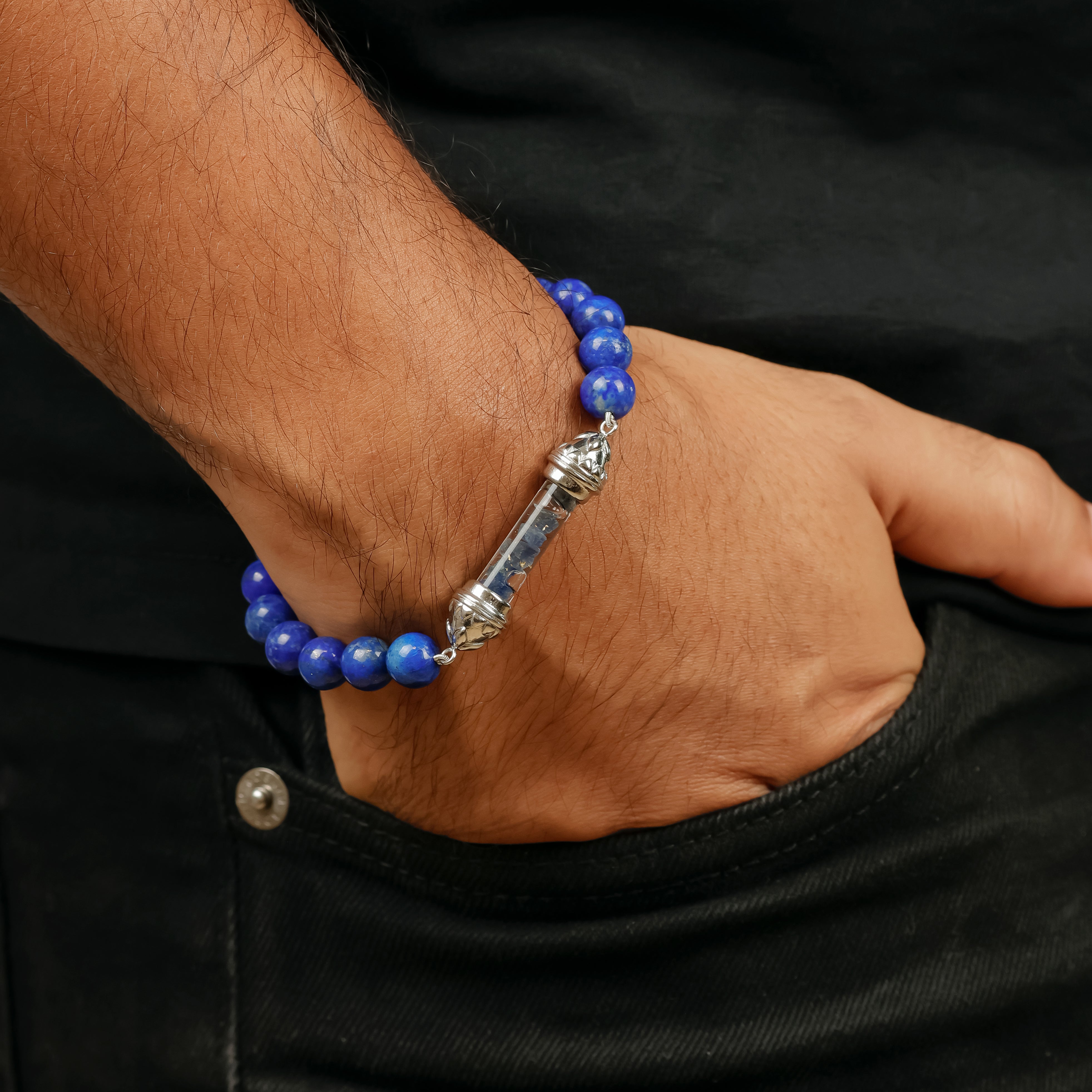 Lapis-Lazuli bracelet with sacred Sapphire amulet