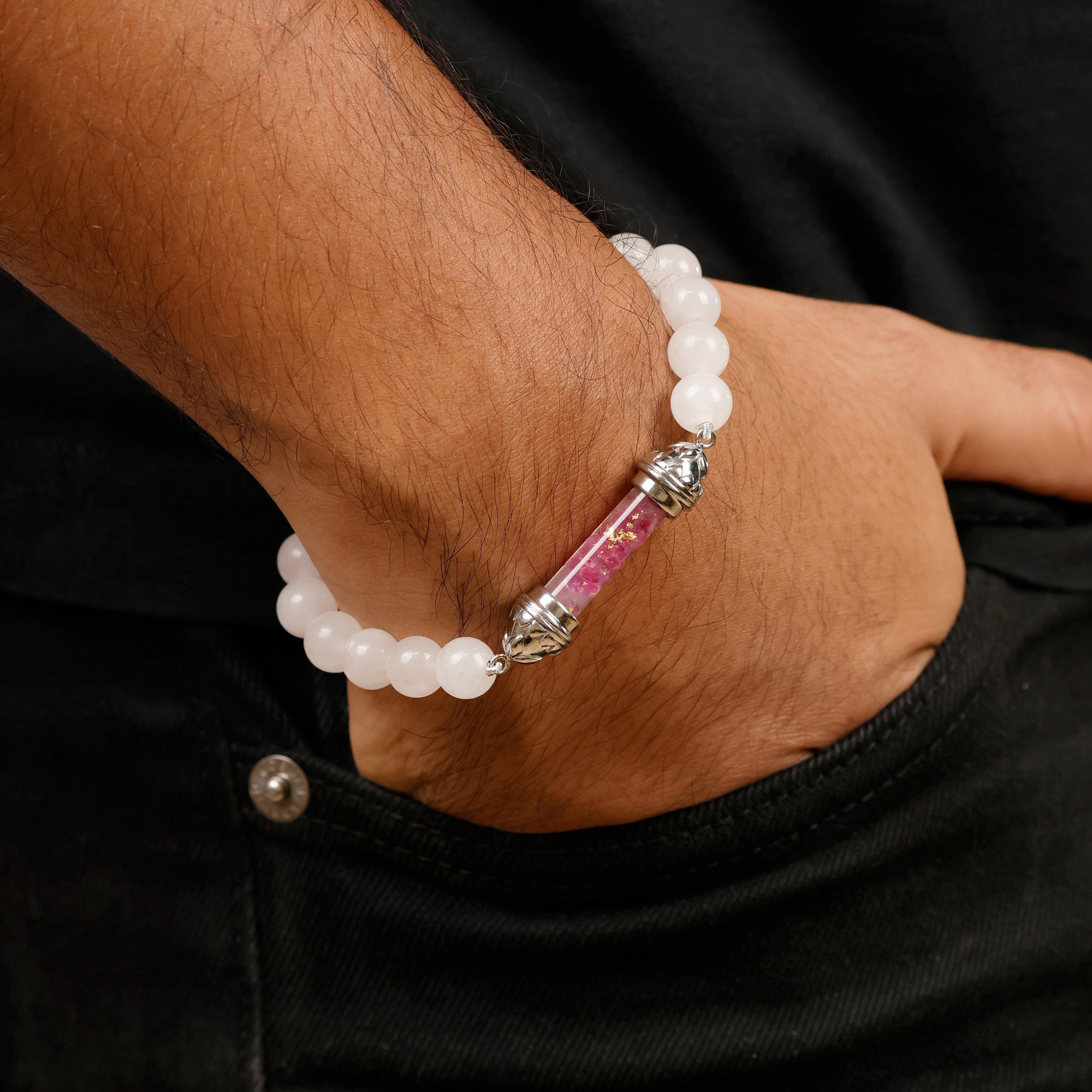 Bracelet en Quartz Rose et Amulette Sacrée en Rubis - Amour et Guérison émotionnelle