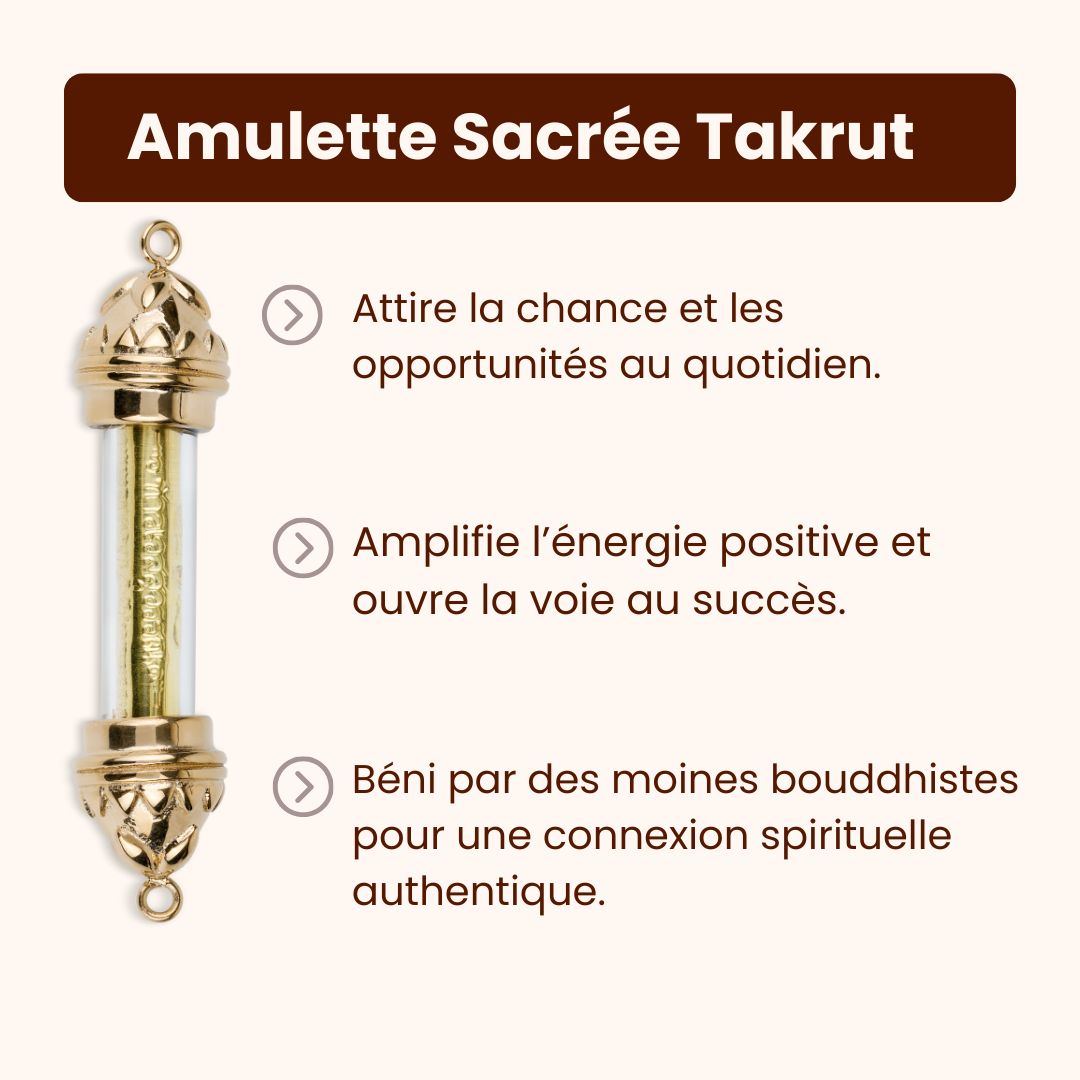 Offert : Bracelet en Œil de tigre et Amulette Sacrée Takrut en Or - Attirer la chance