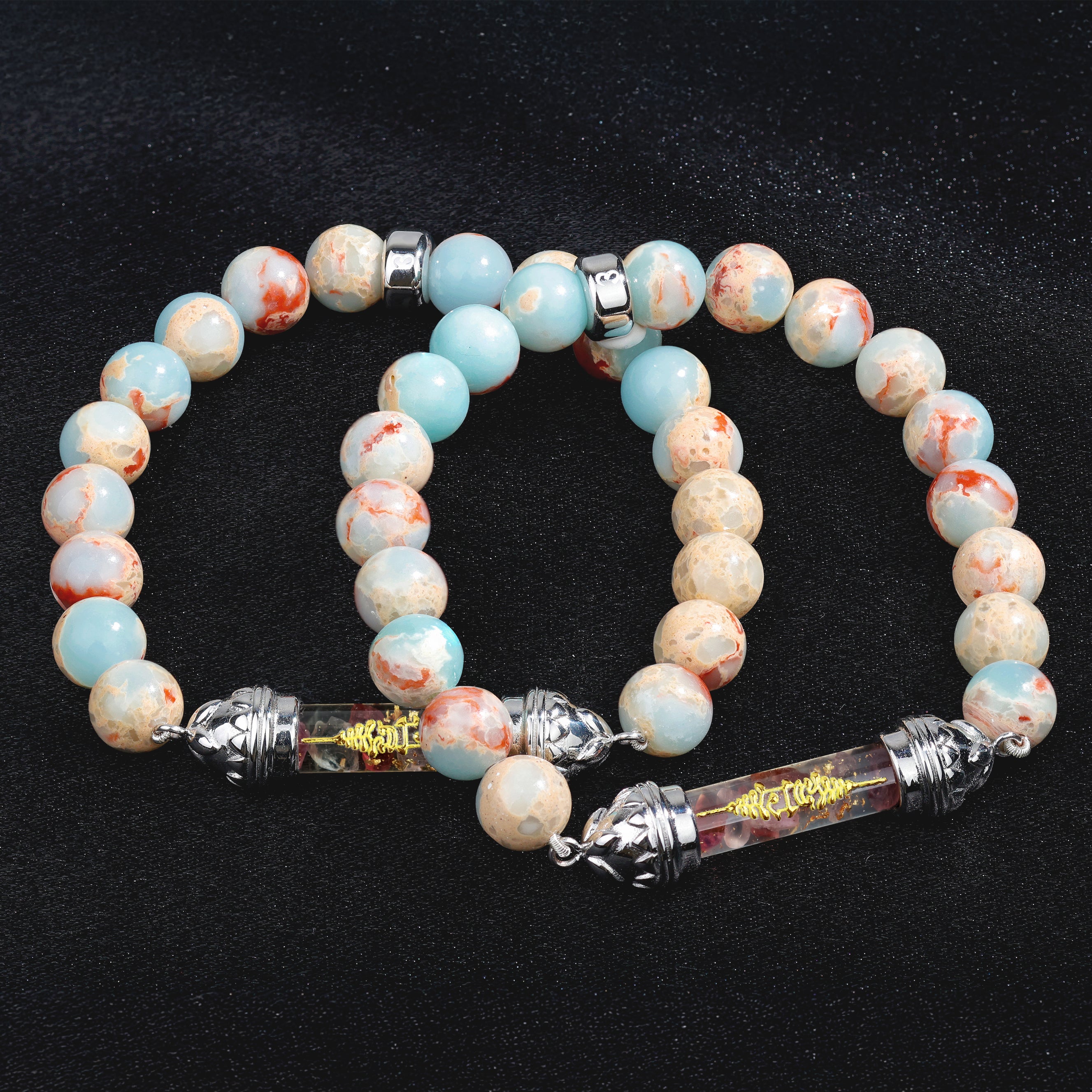 Shoushan Jasper bracelet with sacred Spinel amulet