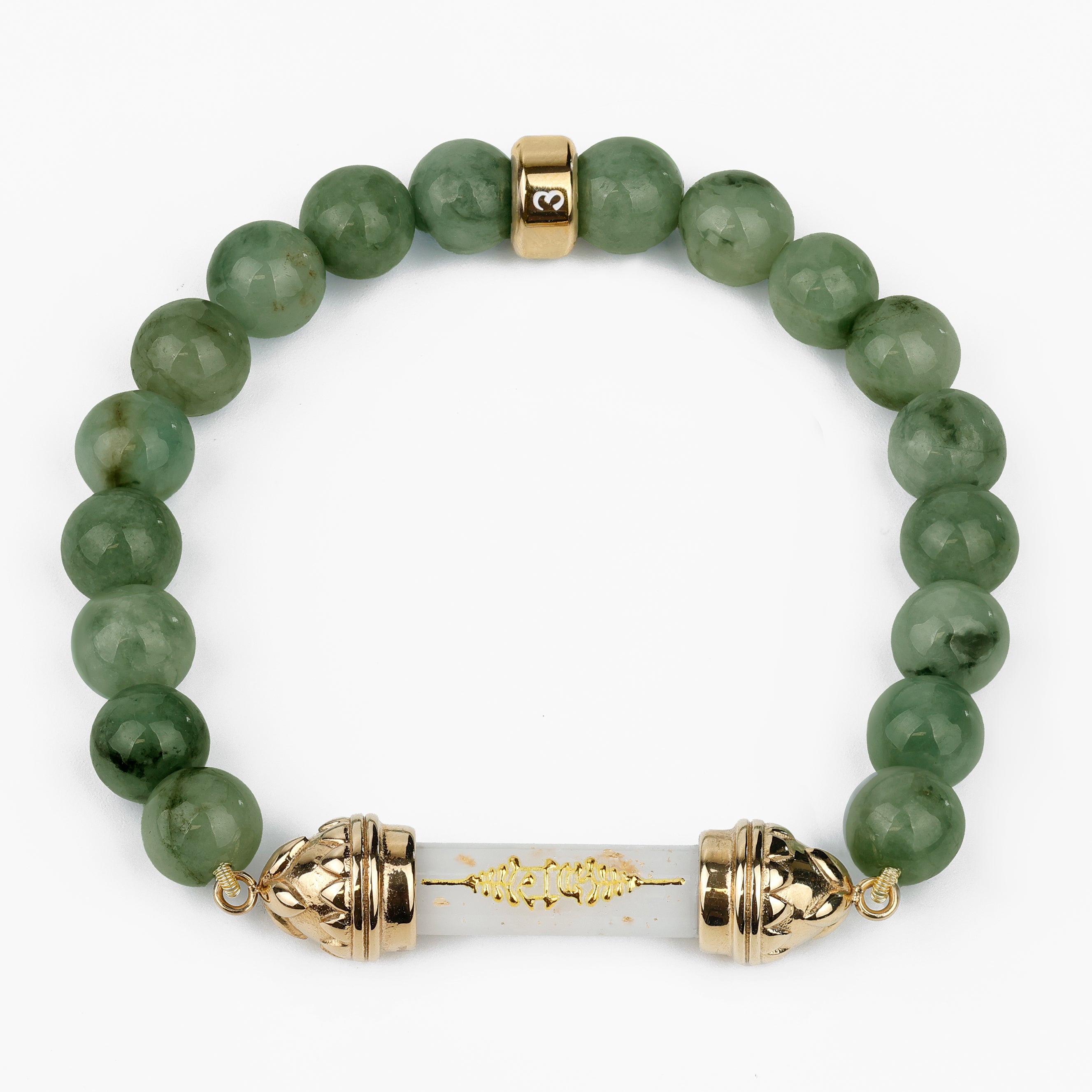Offert : Bracelet en jade et Amulette sacrée Takrut en cire d'abeille - Prospérité et richesse