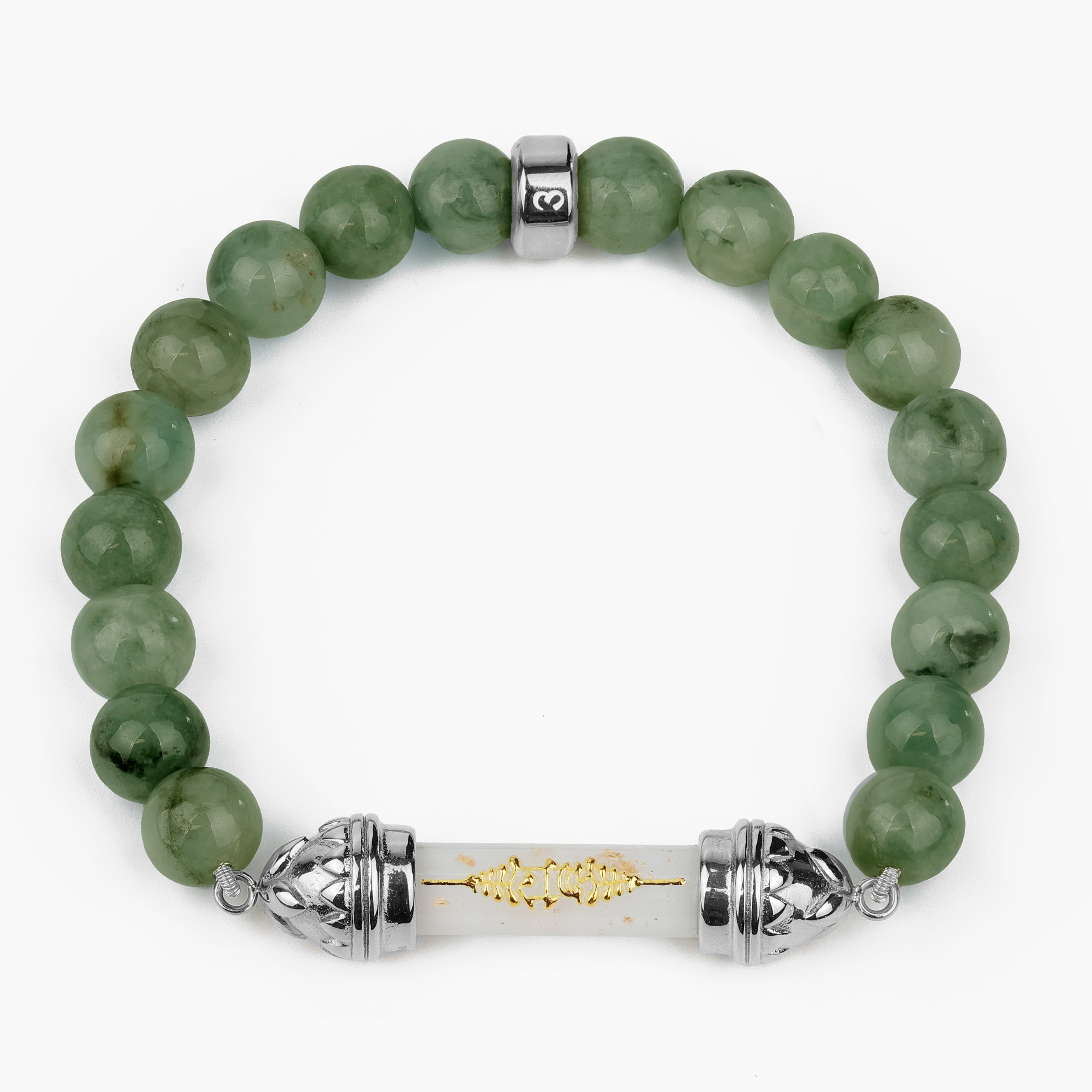 Offert : Bracelet en jade et Amulette sacrée Takrut en cire d'abeille - Prospérité et richesse