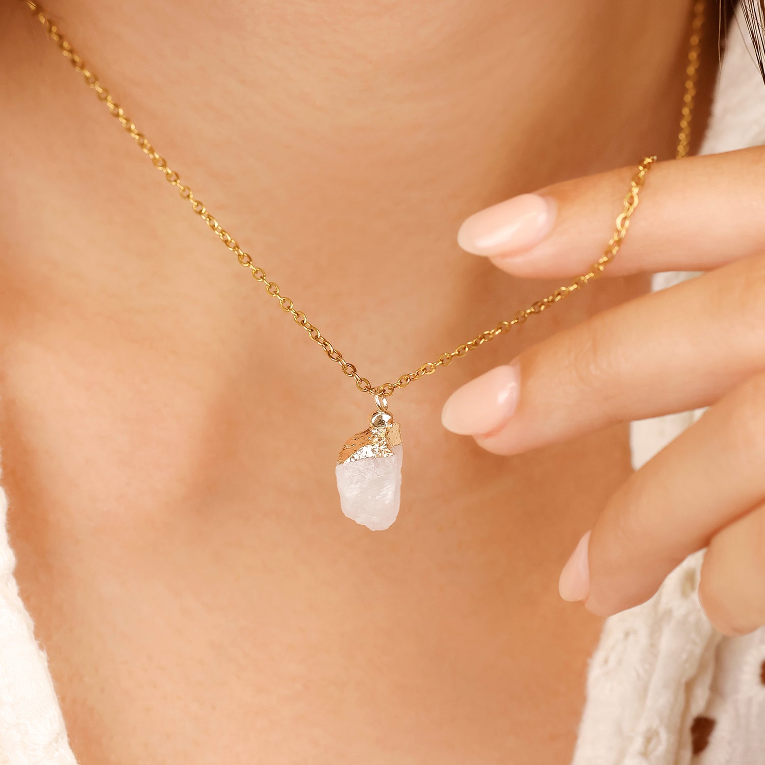 Collier en Pierre de Lune naturelle - Juin (pierre brute)