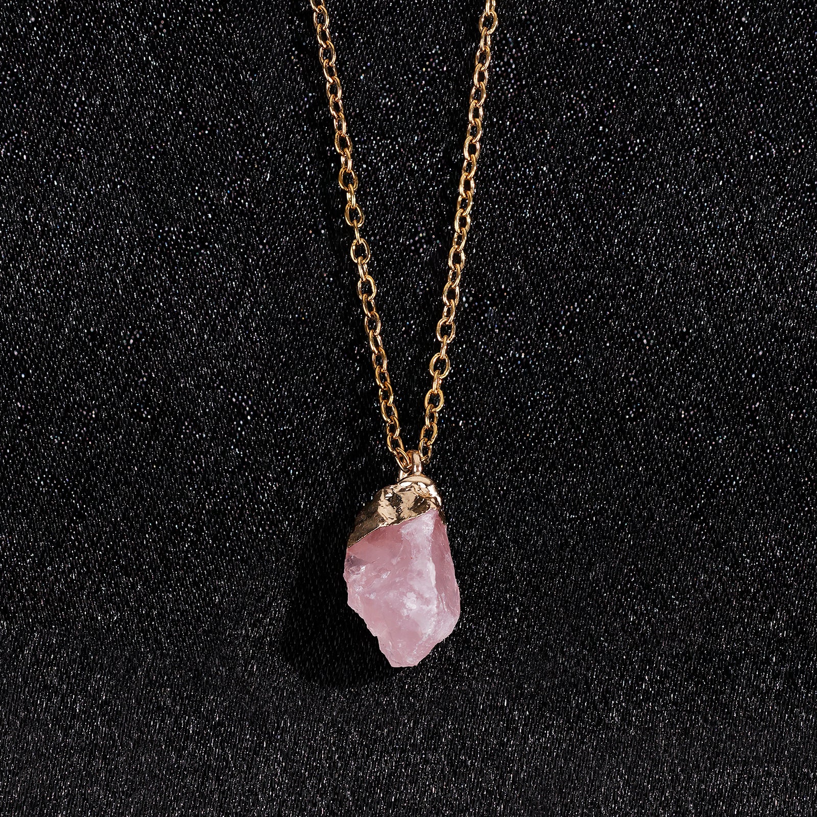 Collier en Quartz Rose naturelle - Octobre (pierre brute)