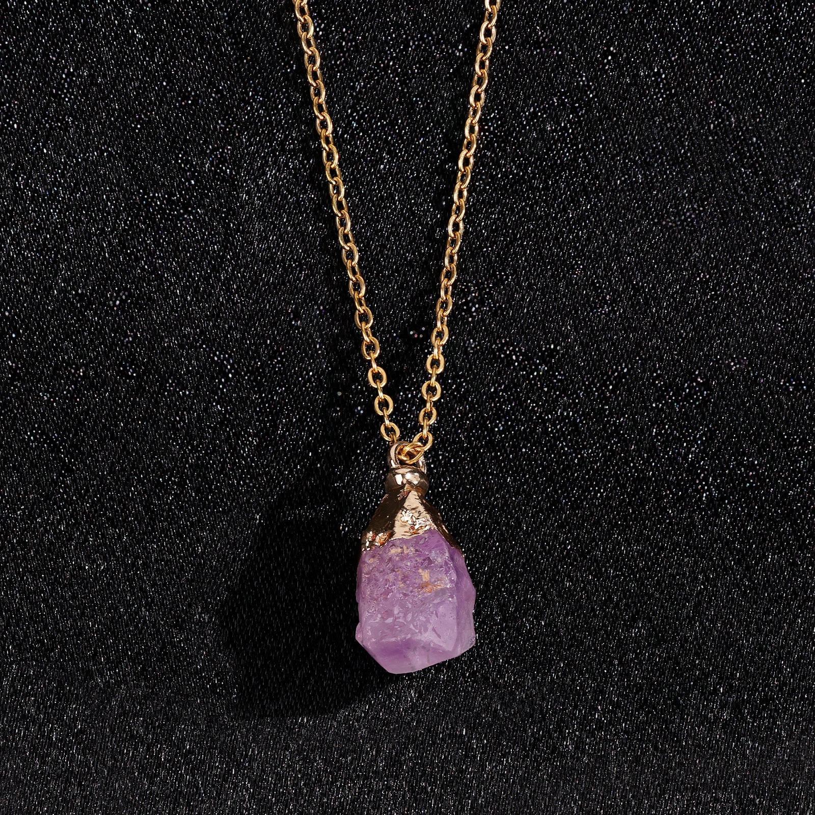 Collier en Améthyste naturelle - Février (pierre brute)