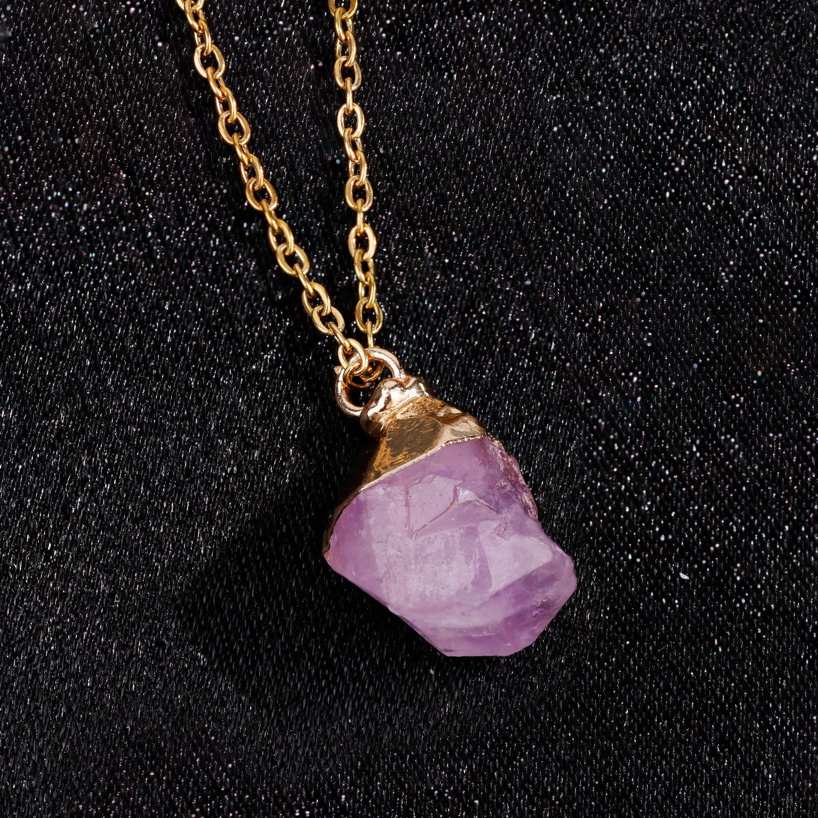 Collier en Améthyste naturelle - Février (pierre brute)