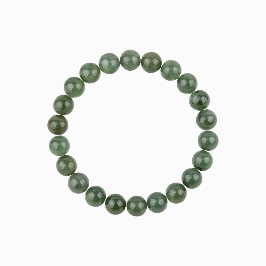 Bracelet Homme en Jade foncé naturel qualité A (boules 8mm)