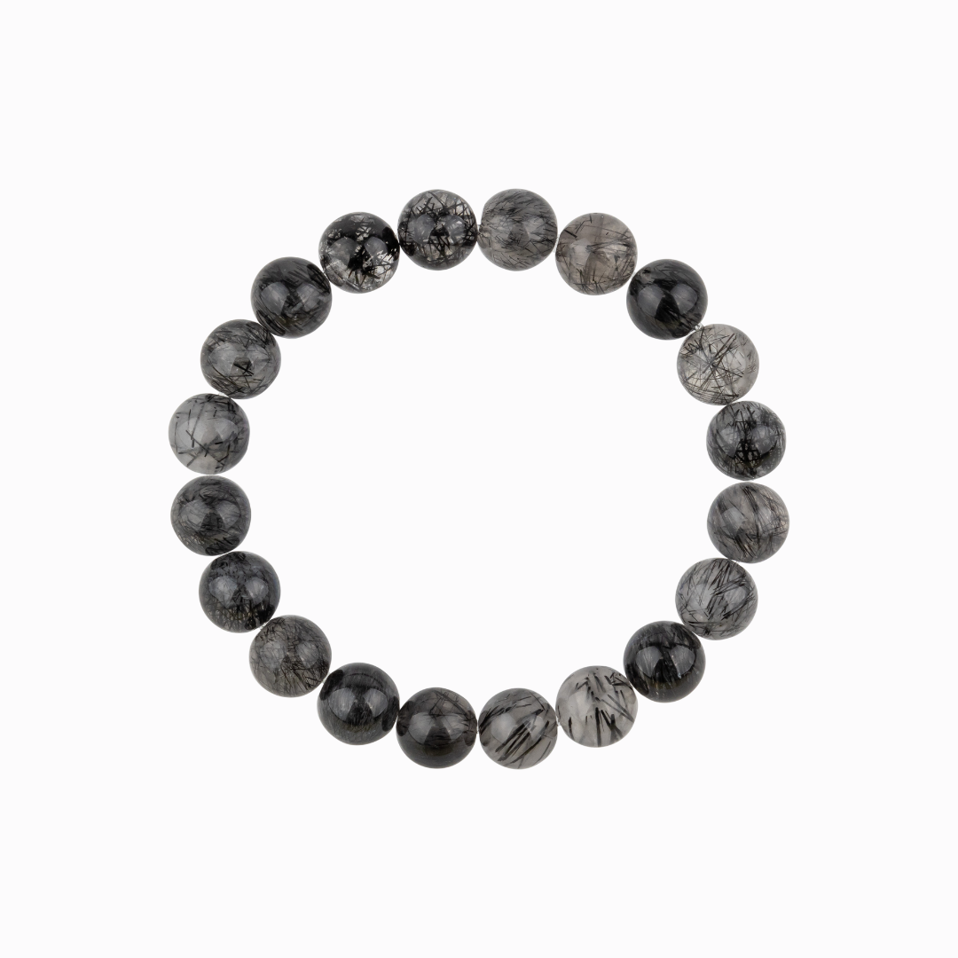 Bracelet Femme en Quartz Rutile noir naturel qualité A (boules 8mm)