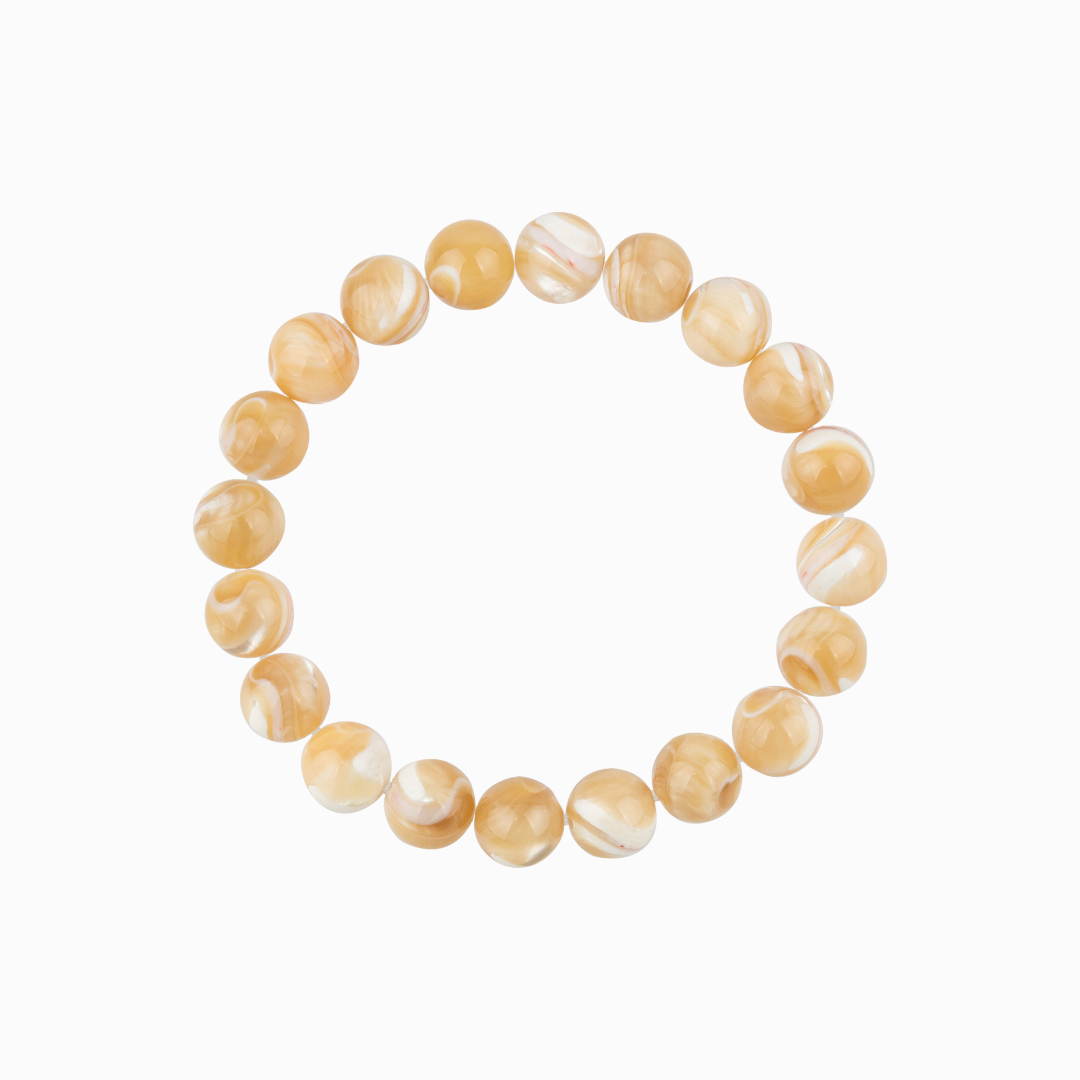 Bracelet Femme en Nacre Crème naturelle qualité A (boules 8mm)