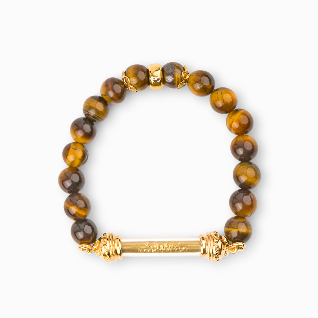 Tiger Eye Bracelet and Sacred Takrut Amulet - Protection and Luck 