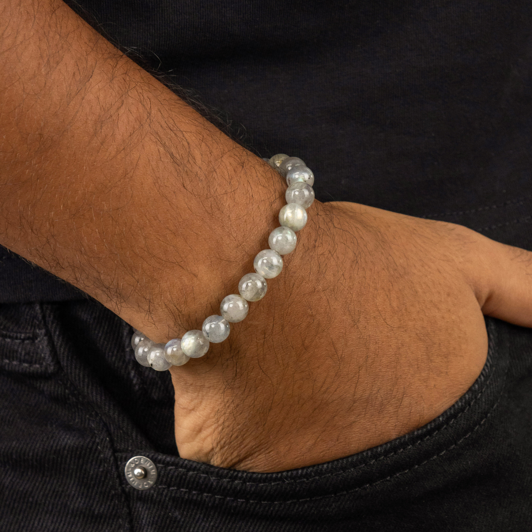 Bracelet Homme en Labradorite naturelle qualité A (boules 8mm)