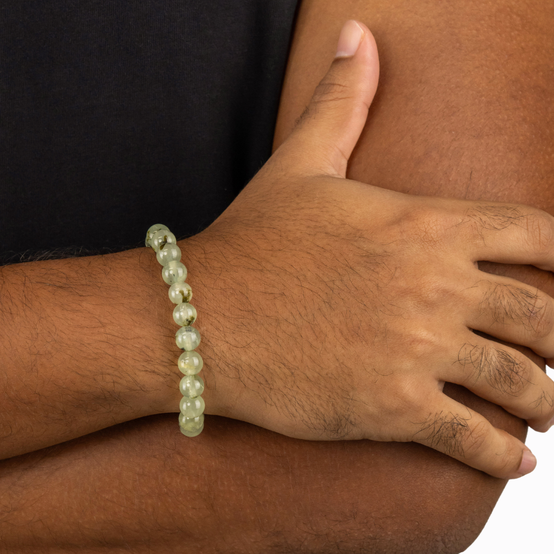 Bracelet Homme en Prehnite naturelle qualité A (boules 8mm)