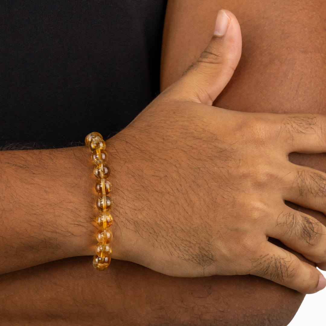 Bracelet Homme en Citrine naturelle qualité A (boules 8mm)