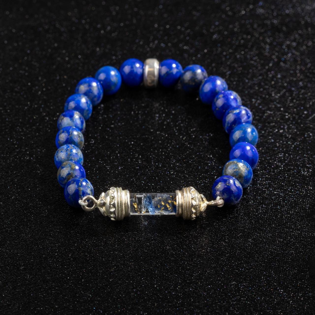 Bracelet en Lapis-Lazuli et Amulette Sacrée en Saphir - Sérénité et Équilibre