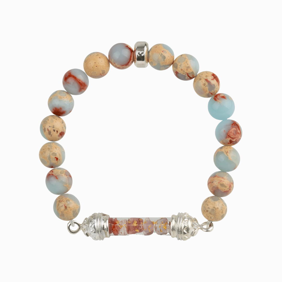 Bracelet en Shoushan Jasper et Amulette Sacrée en Spinelle - Stabilité émotionnelle et créativité