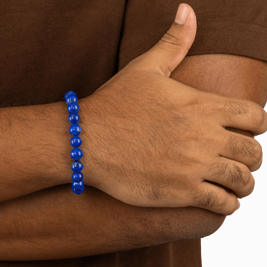 Bracelet Homme en Lapis-Lazuli naturel qualité A (boules 8mm)