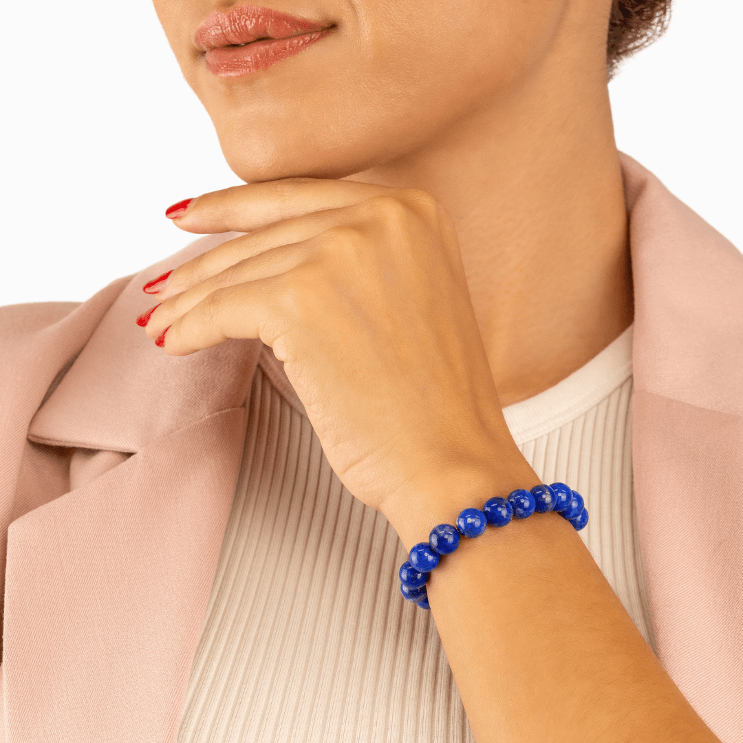 Bracelet Femme en Lapis-Lazuli naturel qualité A (boules 8mm)