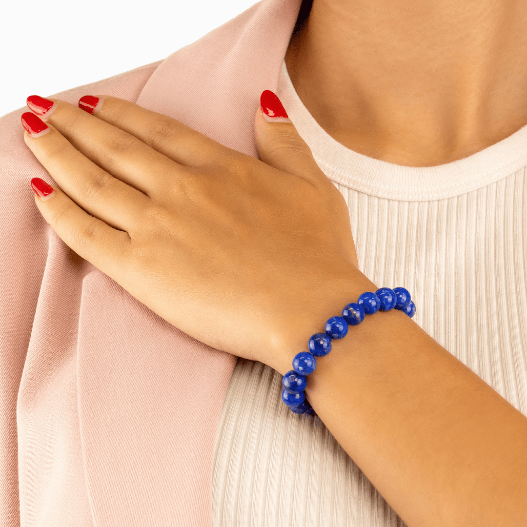 Bracelet Femme en Lapis-Lazuli naturel qualité A (boules 8mm)