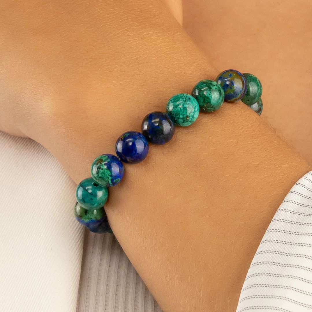 Bracelet en Azurite Malachite naturelle - Qualité AAA (boules 8mm)