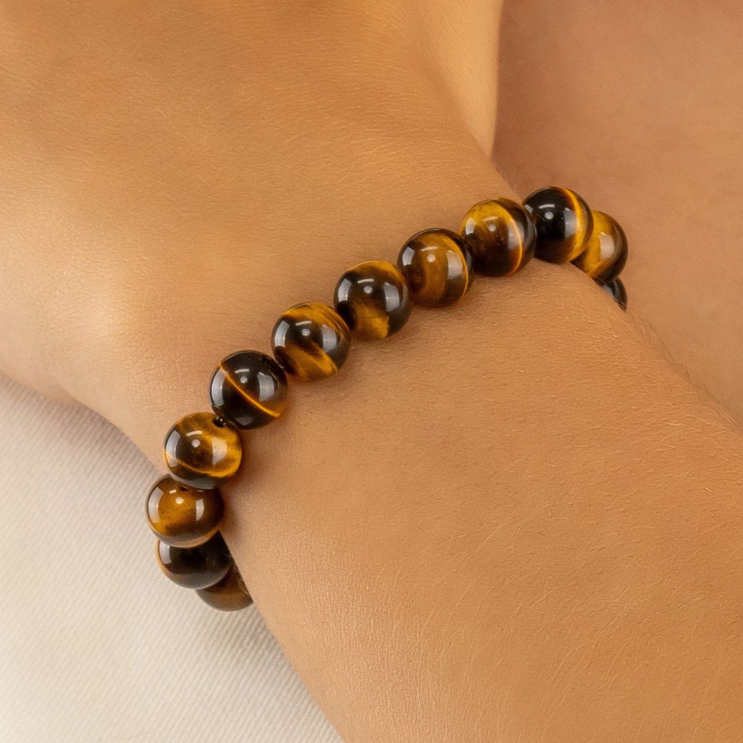 Bracelet en Œil de Tigre naturel - Qualité AAA (boules 8mm)