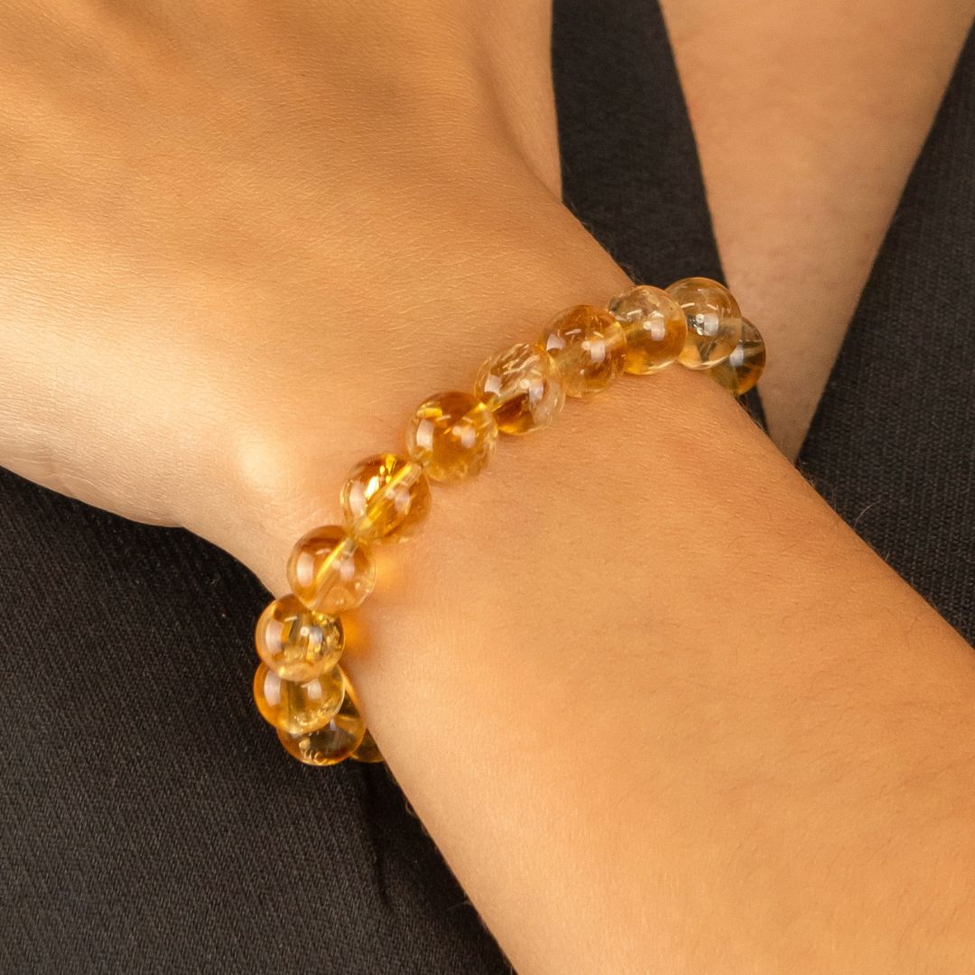 Bracelet en Citrine naturelle - Qualité A (boules 8mm)