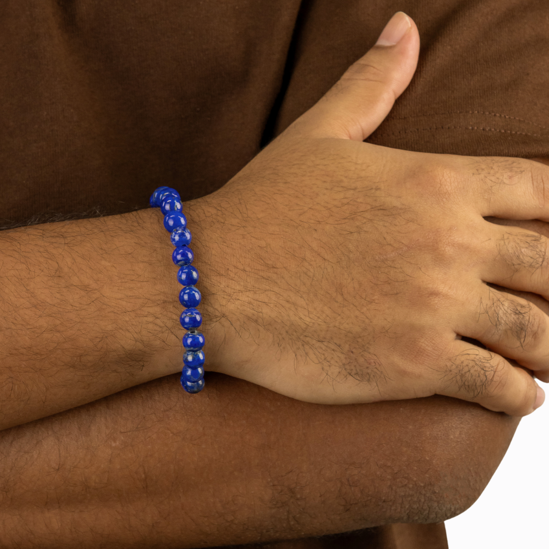 Bracelet Homme en Lapis-Lazuli naturel qualité AAA (boules 8mm)