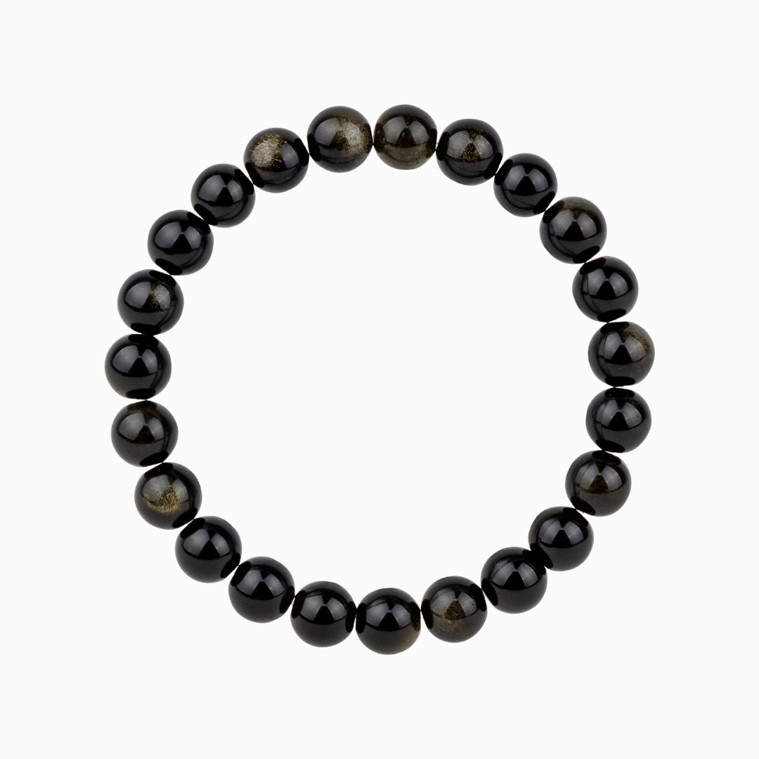 Bracelet Homme en Obsidienne Dorée naturelle qualité AAA (boules 8mm)