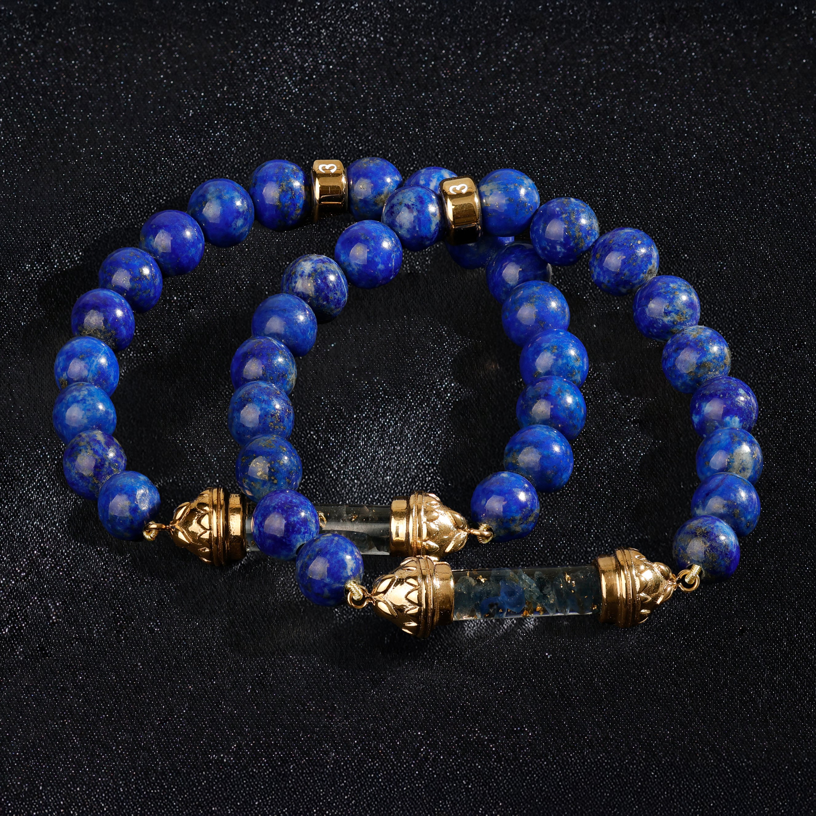 Bracelet en Lapis-Lazuli et Amulette Sacrée en Saphir AAA – Sérénité et Équilibre