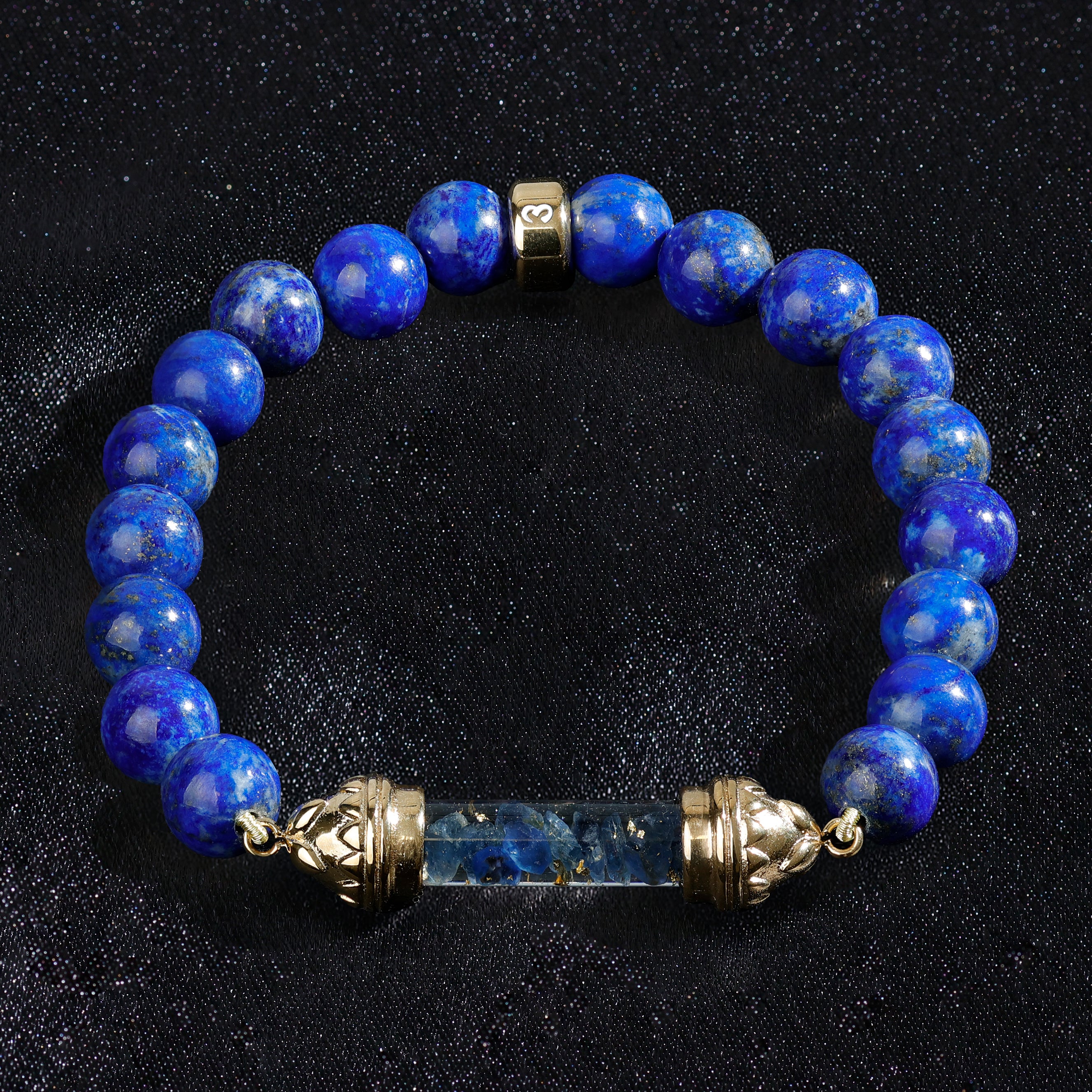 Bracelet en Lapis-Lazuli et Amulette Sacrée en Saphir AAA – Sérénité et Équilibre