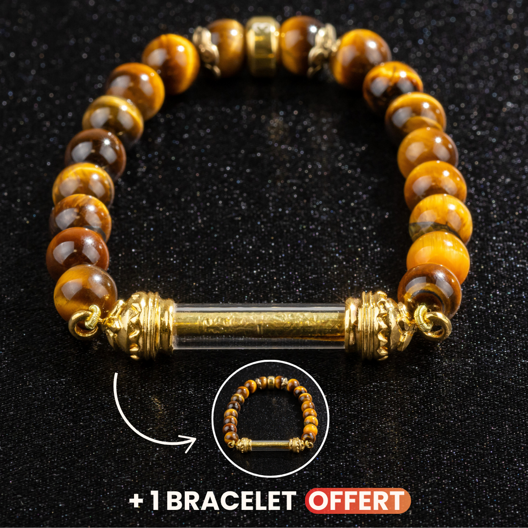 Tiger Eye Bracelet and Sacred Takrut Amulet - Protection and Luck 