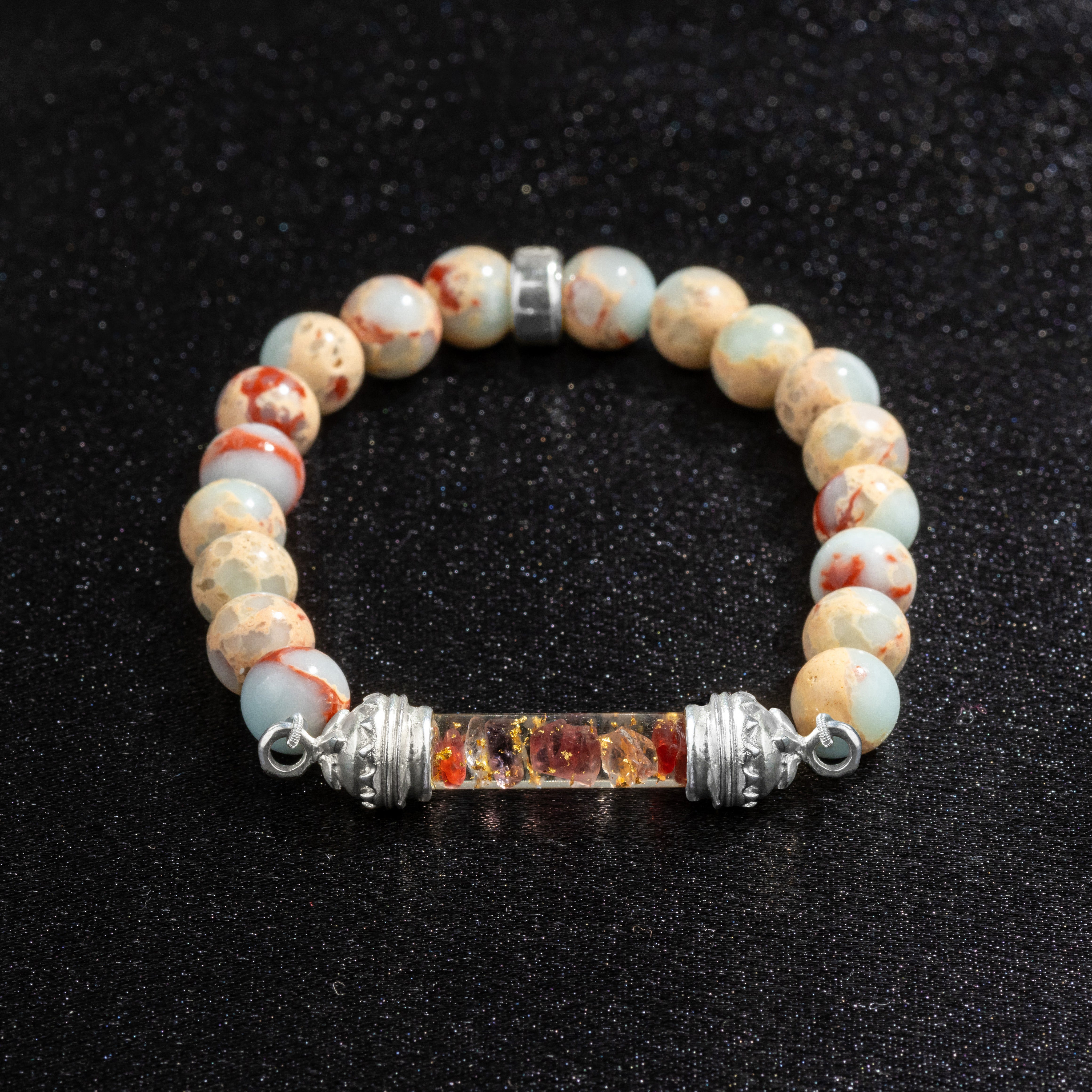 Shoushan Jasper bracelet with sacred Spinel amulet 