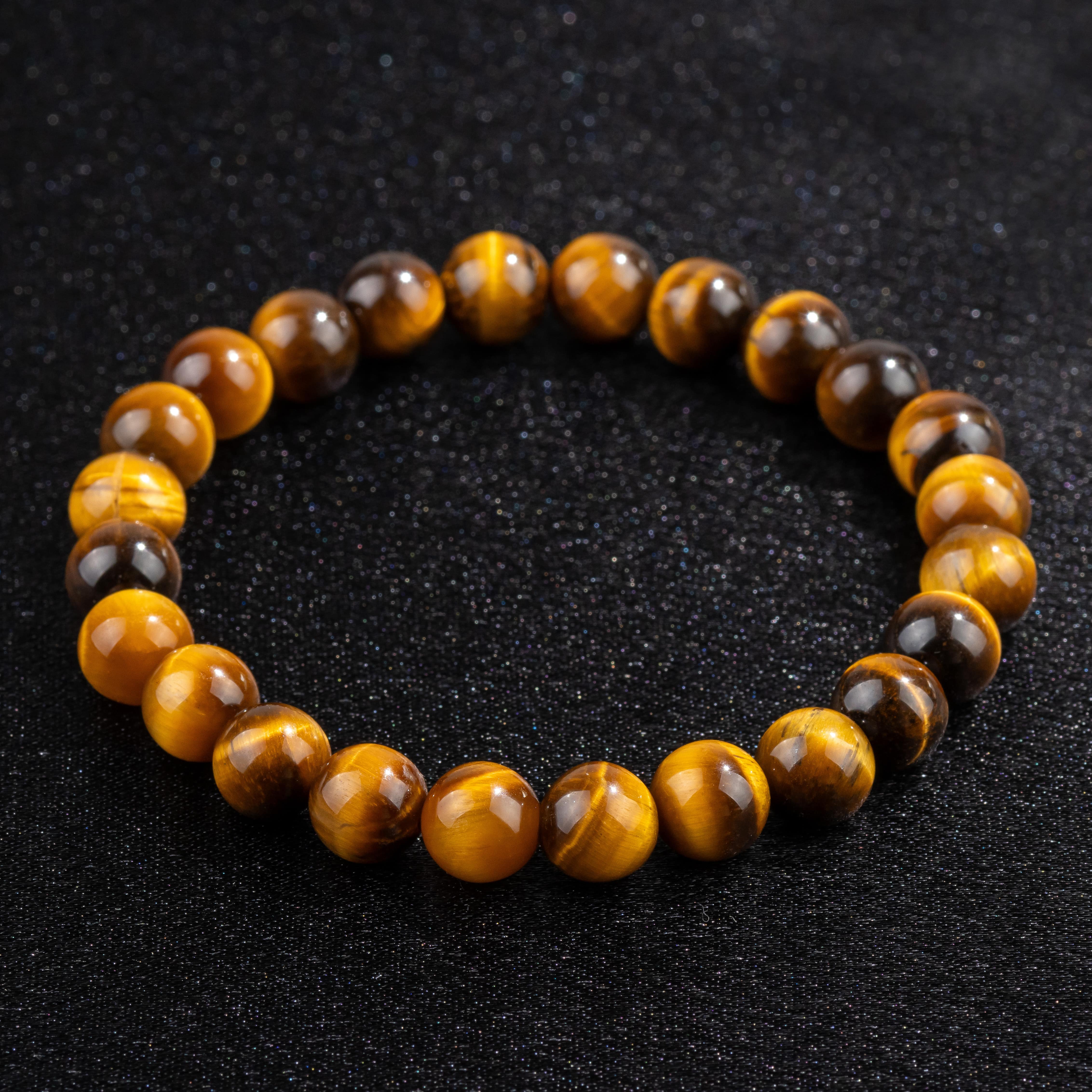 Bracelet Homme en Œil de Tigre naturel Qualité A (boules 8mm)