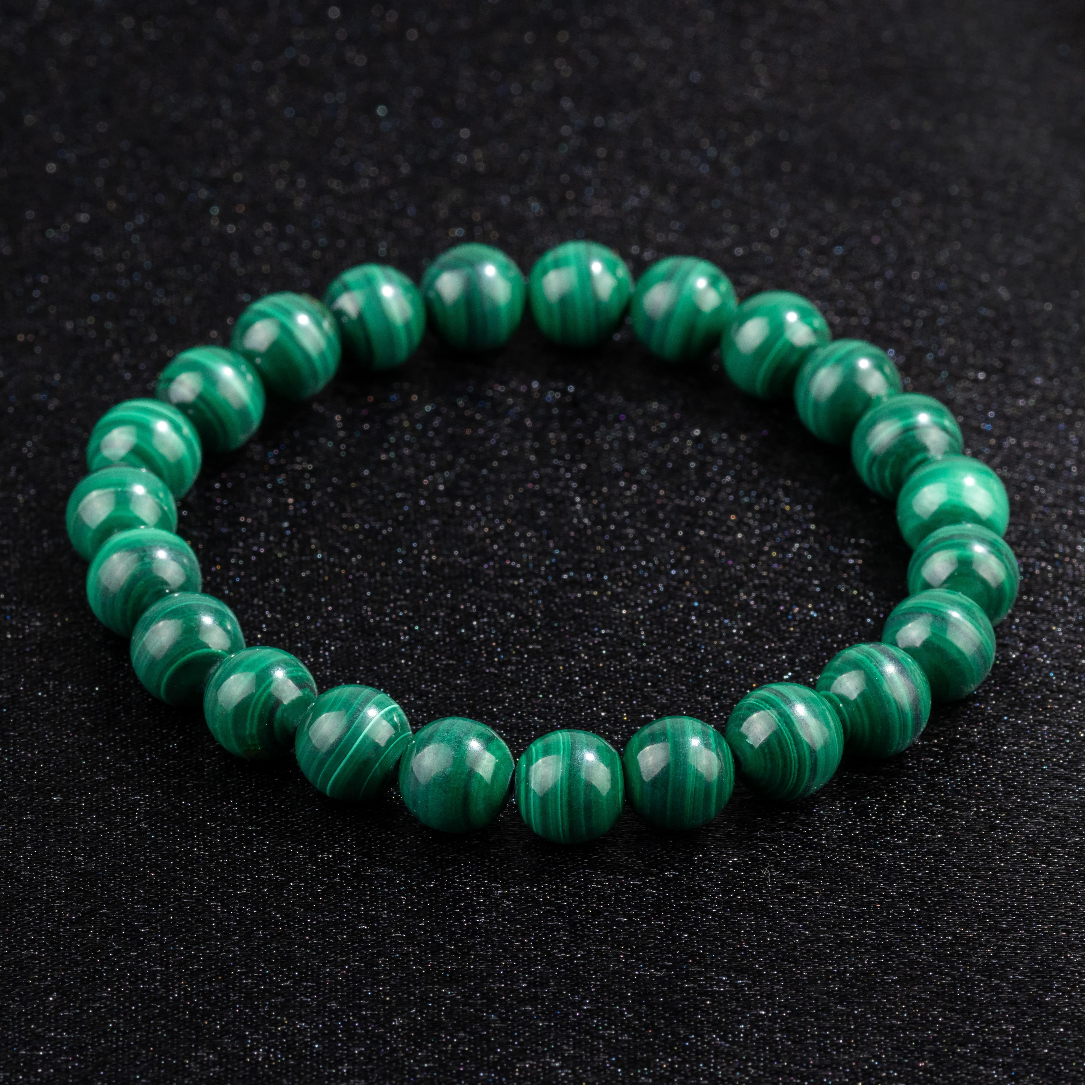 Bracelet Homme en Malachite naturelle qualité A (boules 8mm)