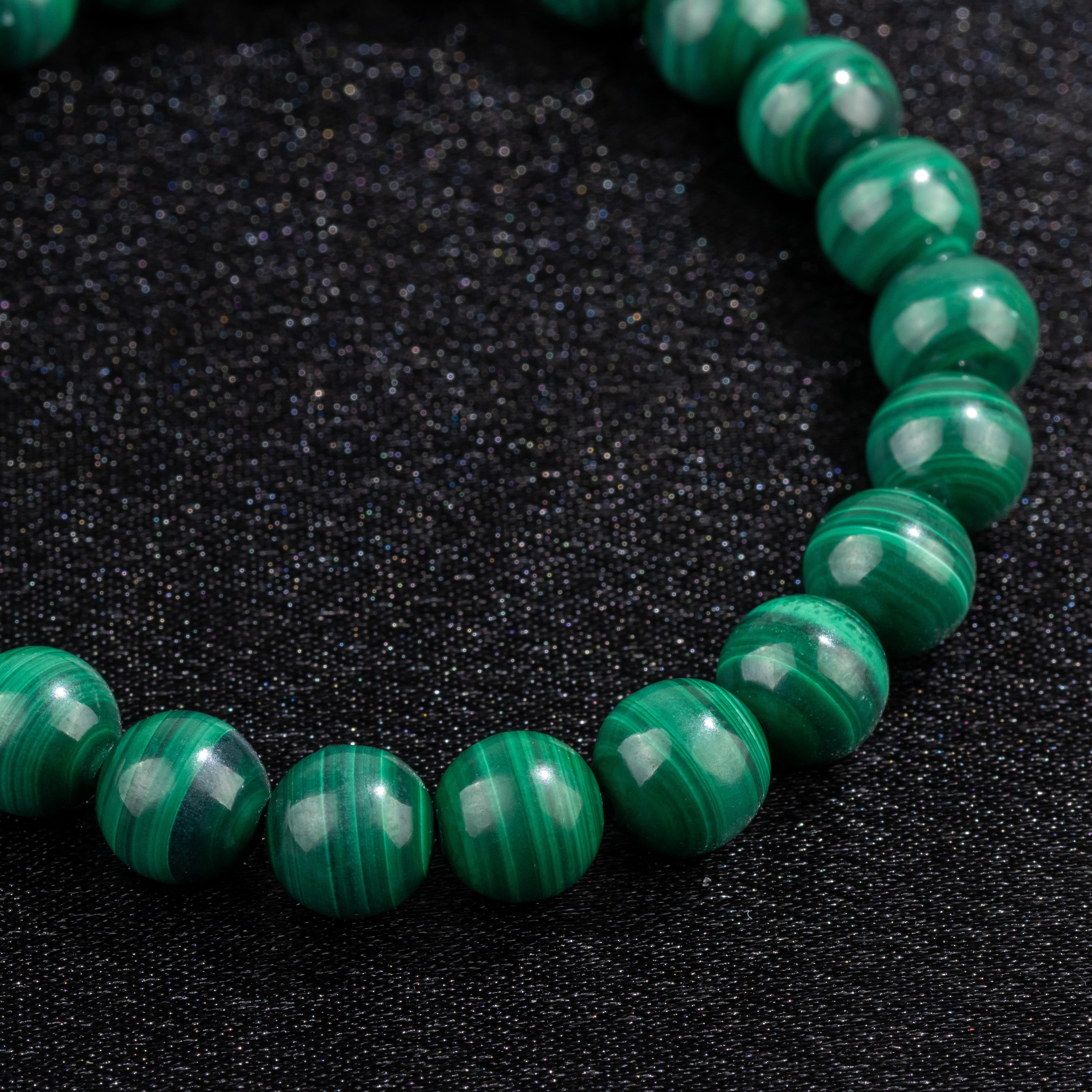 Bracelet en Malachite naturelle - Qualité A (boules 8mm)