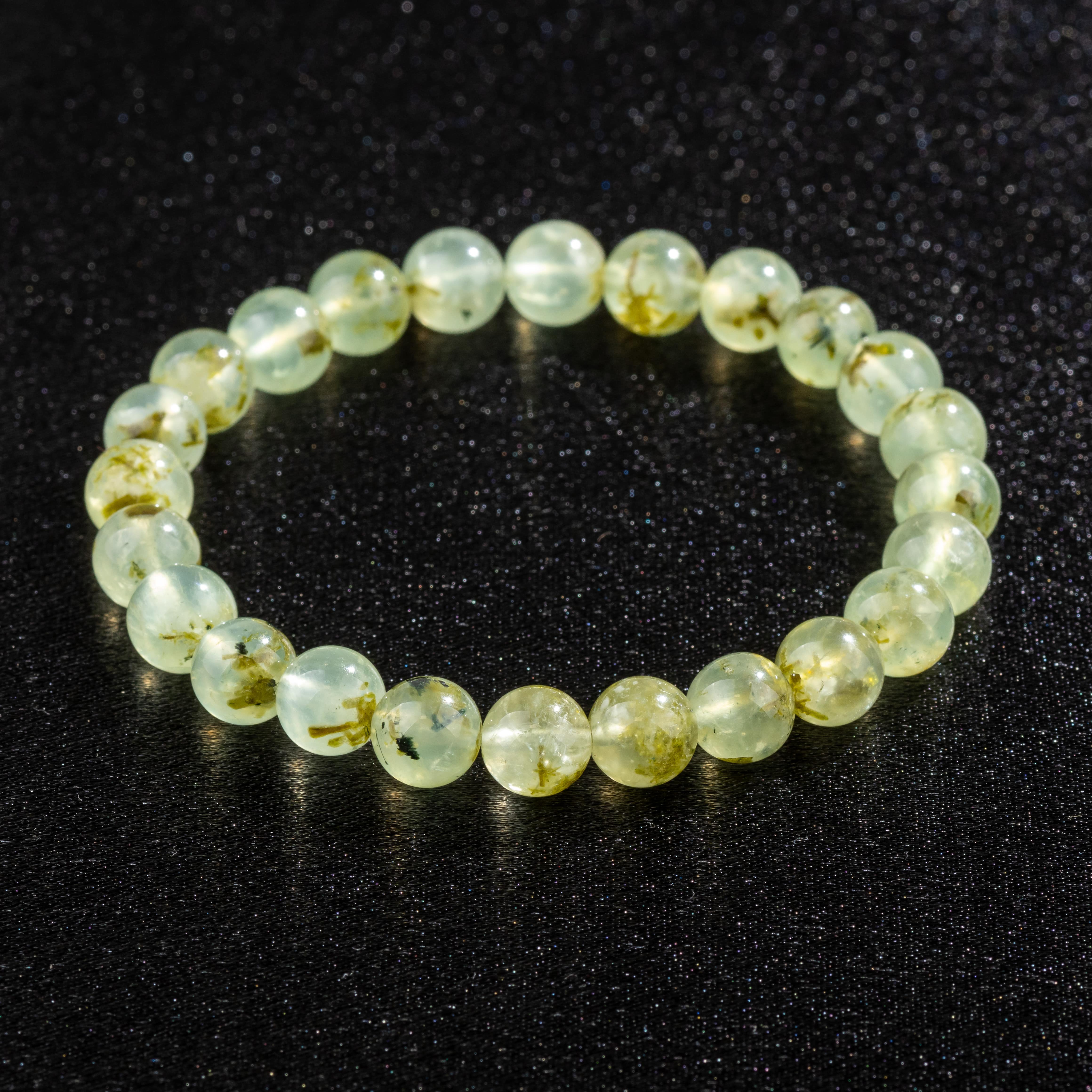 Bracelet Homme en Prehnite naturelle qualité A (boules 8mm)