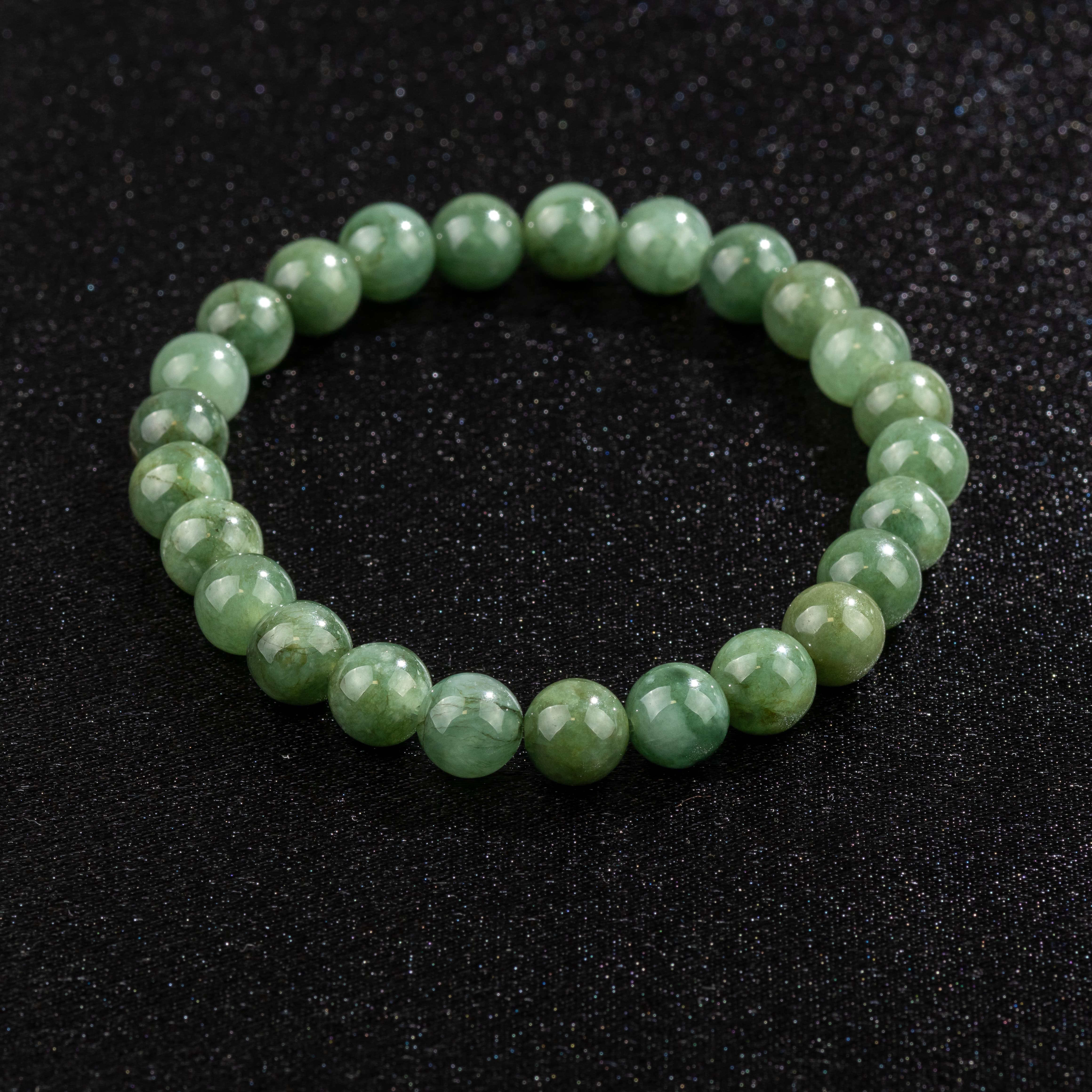 Bracelet Homme en Jade foncé naturel qualité A (boules 8mm)