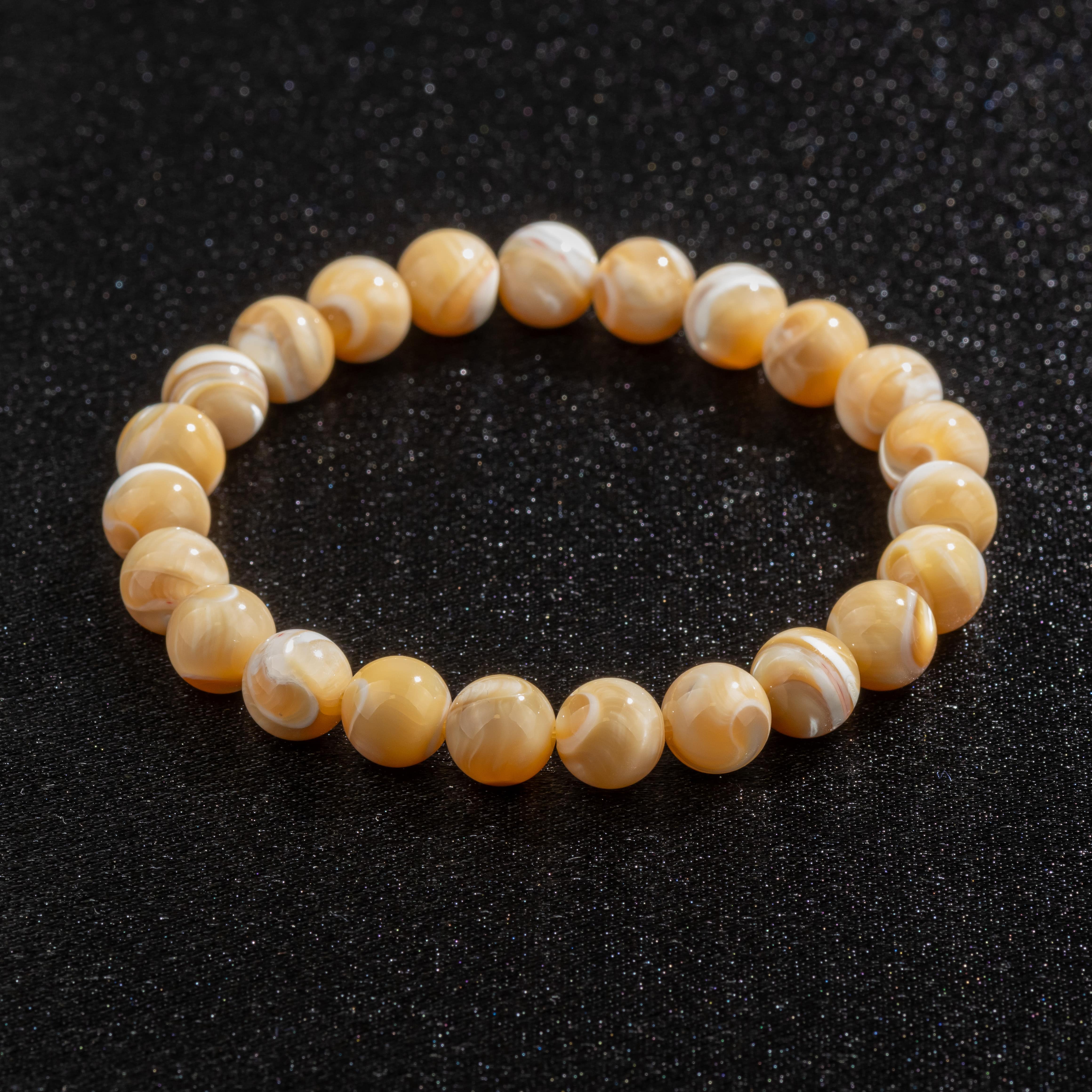 Bracelet Femme en Nacre Crème naturelle qualité A (boules 8mm)