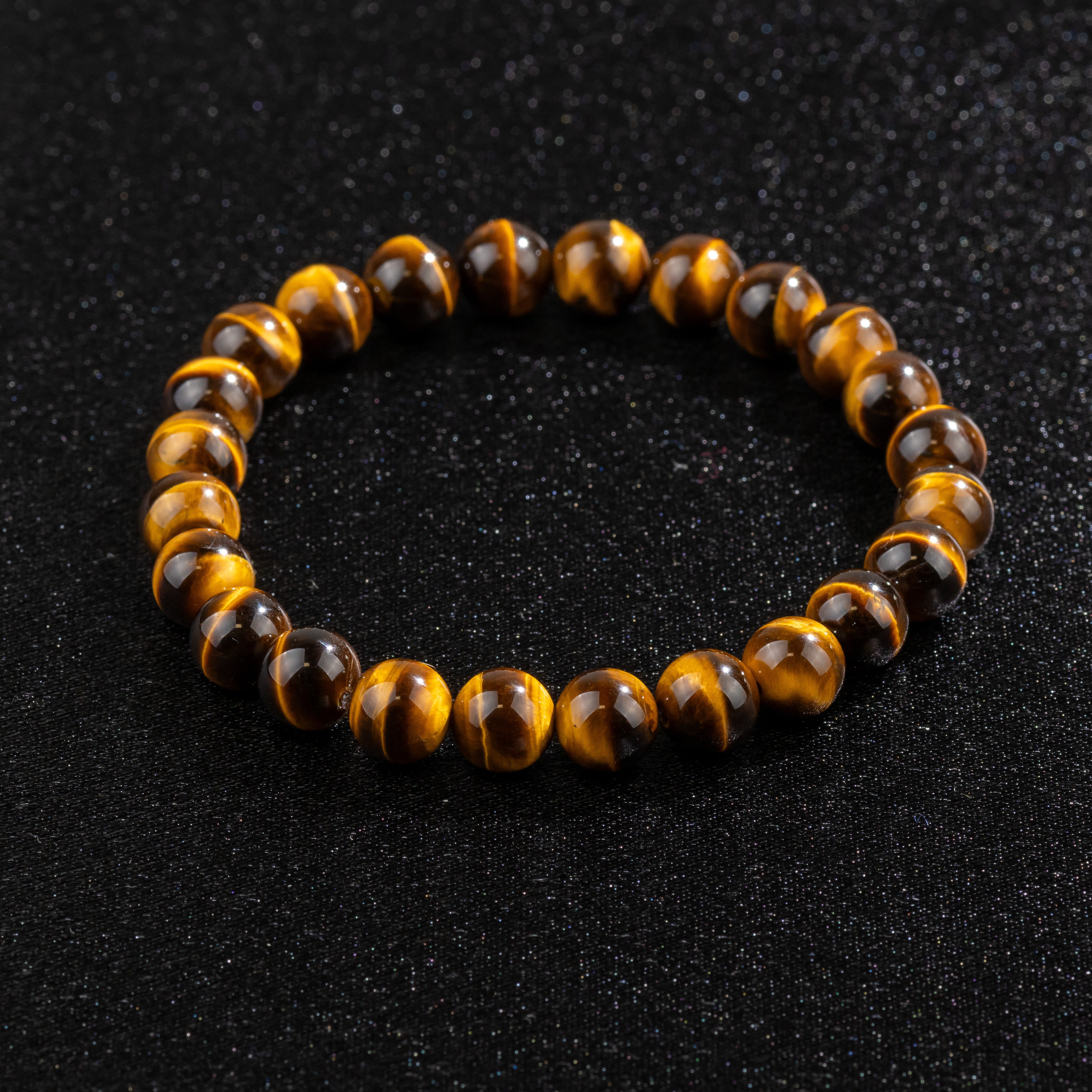 Bracelet Homme en Œil de Tigre naturel Qualité AAA (boules 8mm)