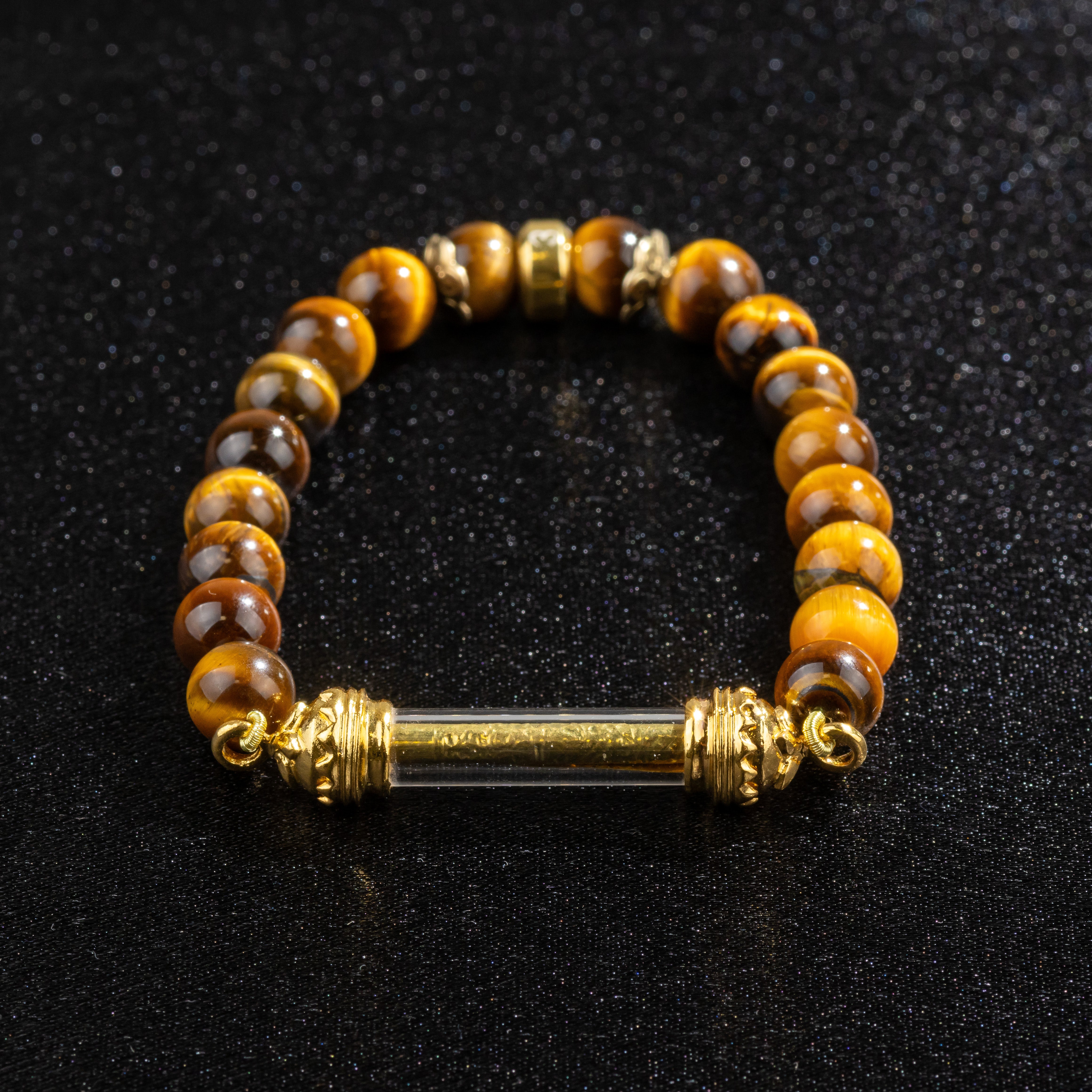 Tiger Eye Bracelet and Sacred Takrut Amulet - Protection and Luck 