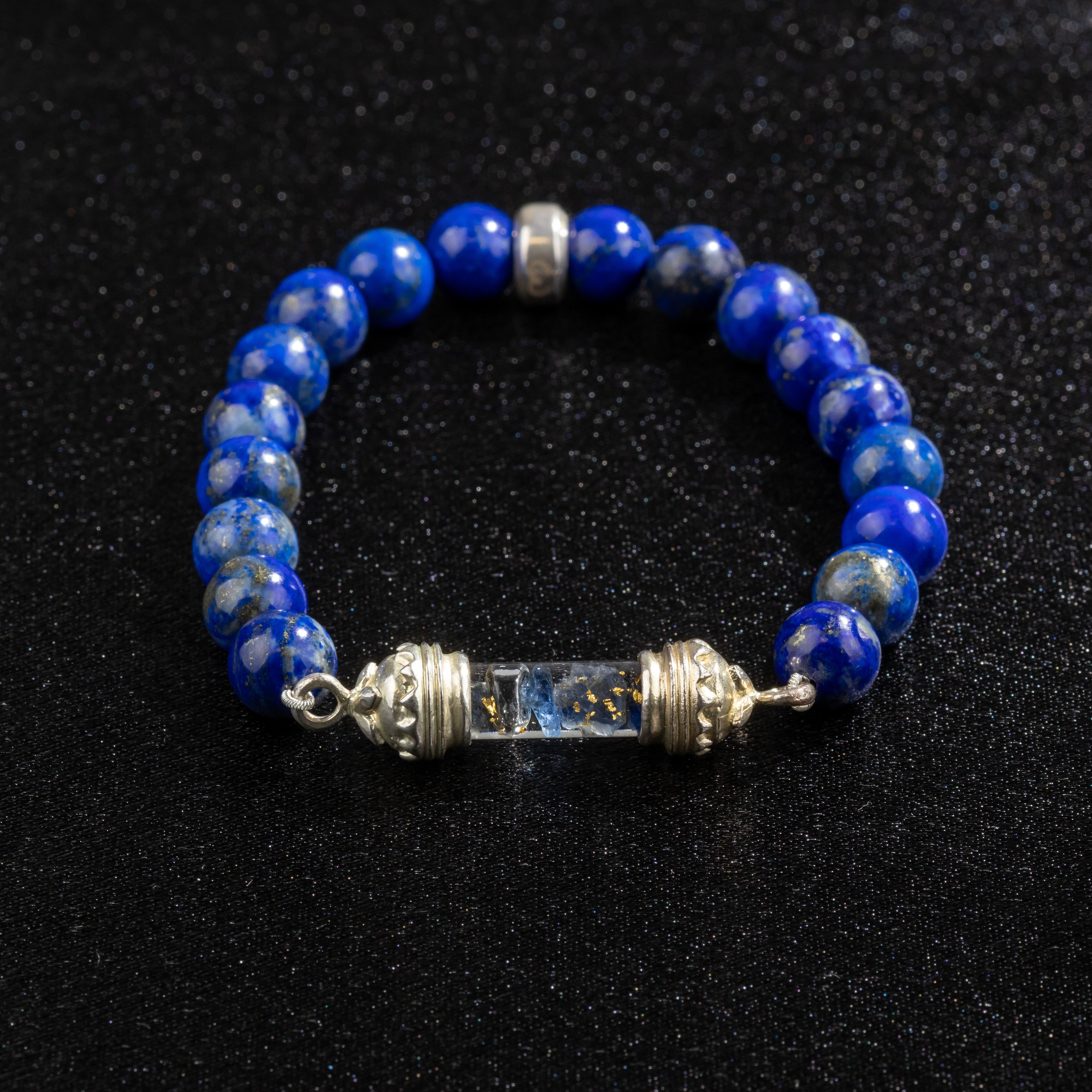 Bracelet en Lapis-Lazuli et Amulette Sacrée en Saphir