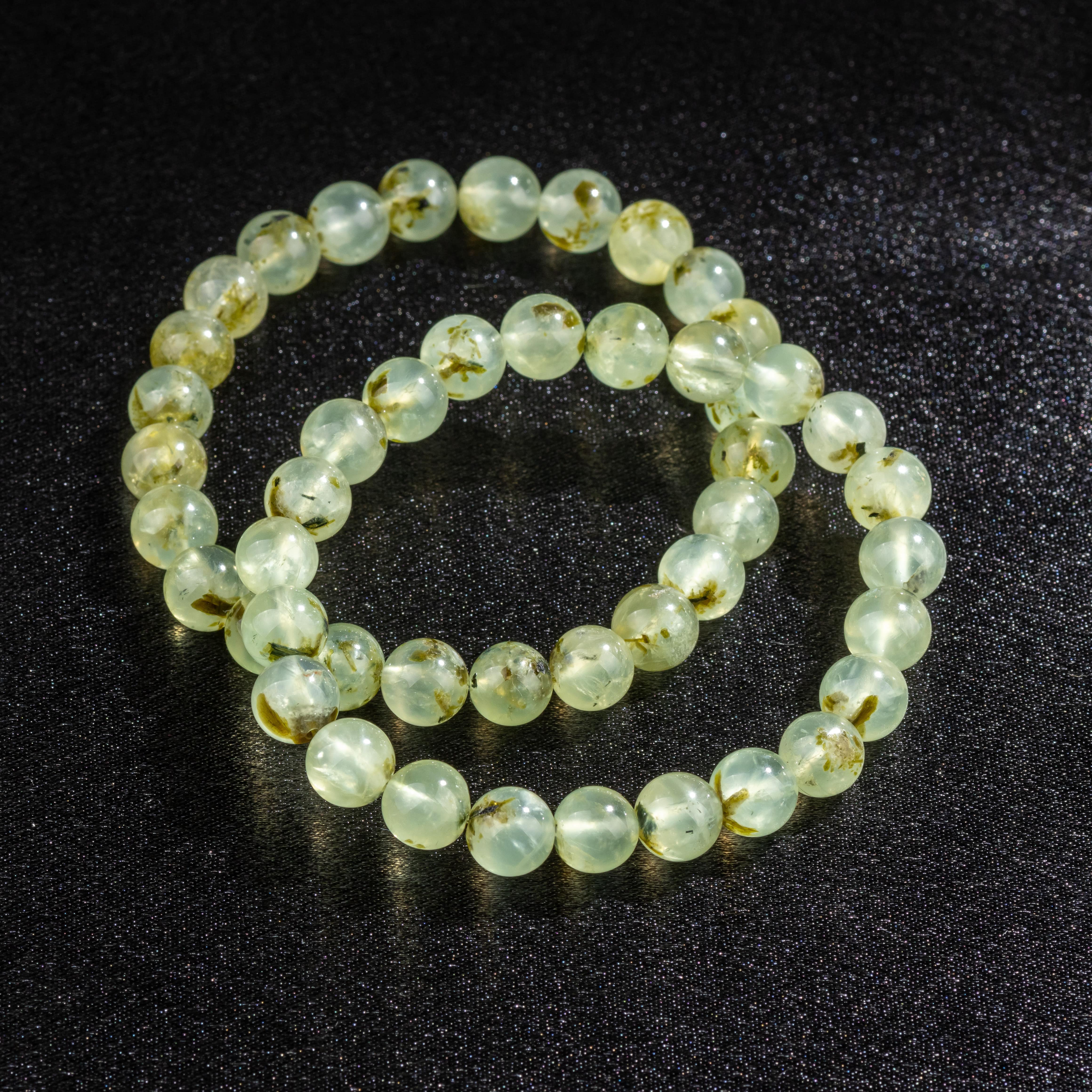 Bracelet Femme en Prehnite naturelle qualité A (boules 8mm)