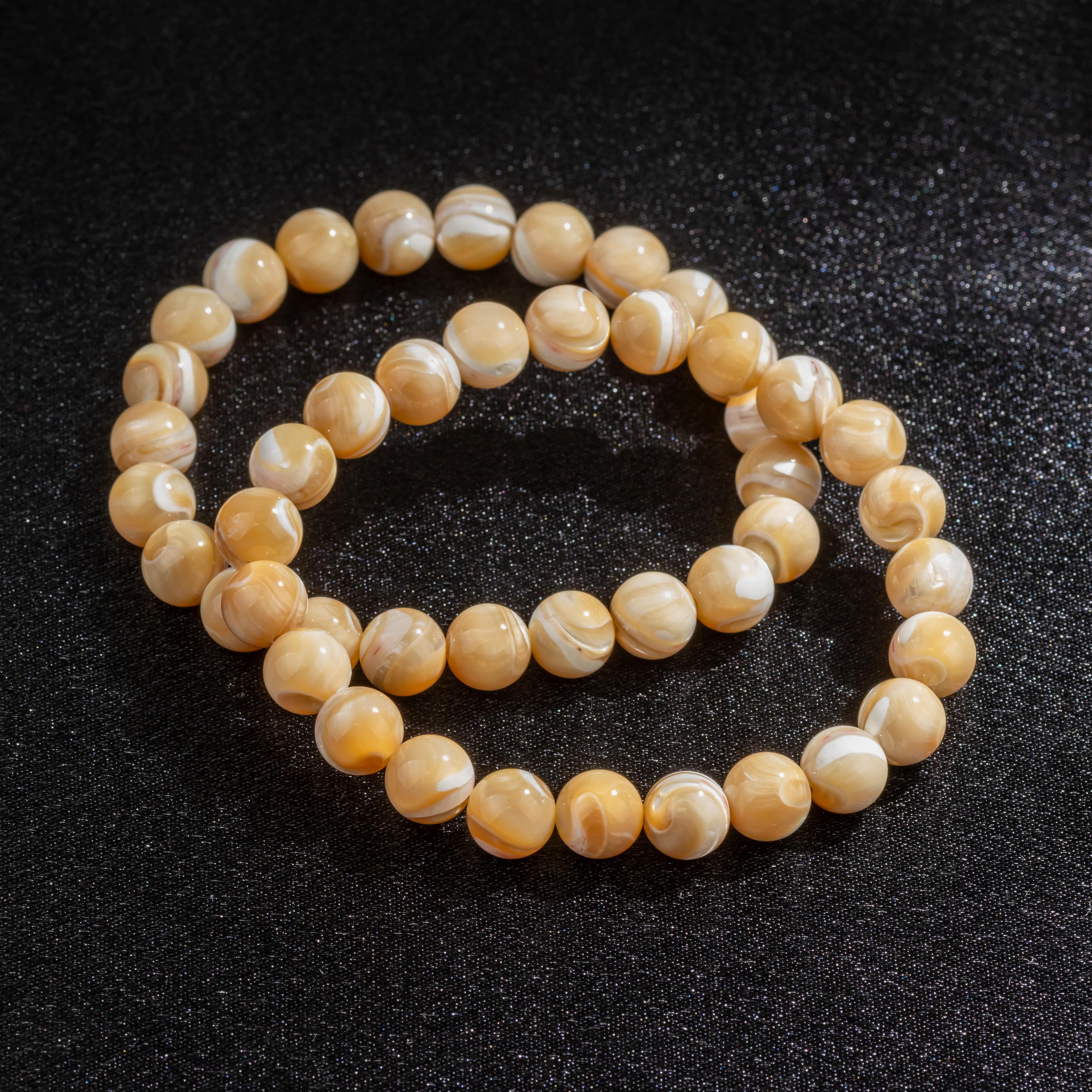 Bracelet Femme en Nacre Crème naturelle qualité A (boules 8mm)