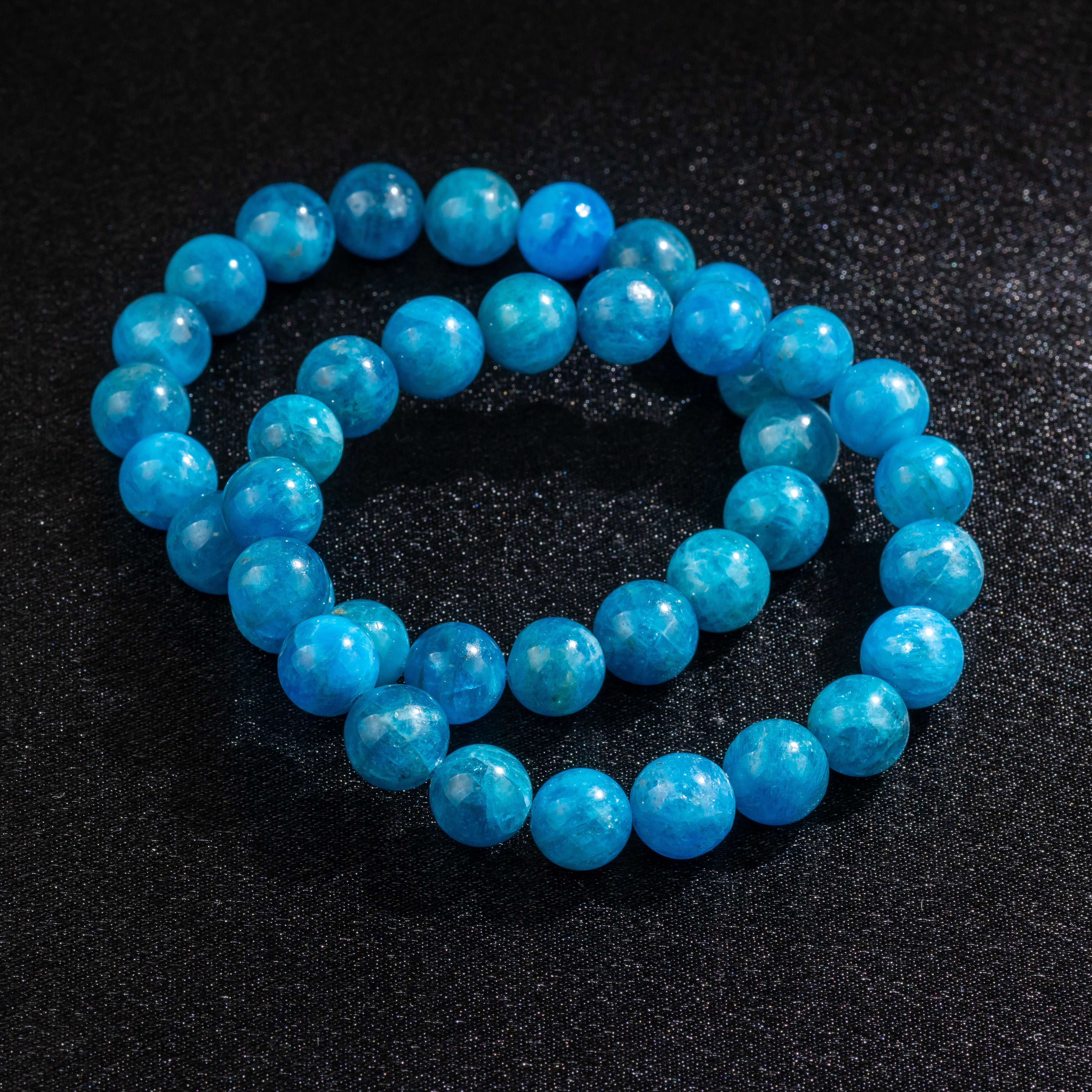 Bracelet Femme en Apatite naturelle qualité A (boules 10mm)