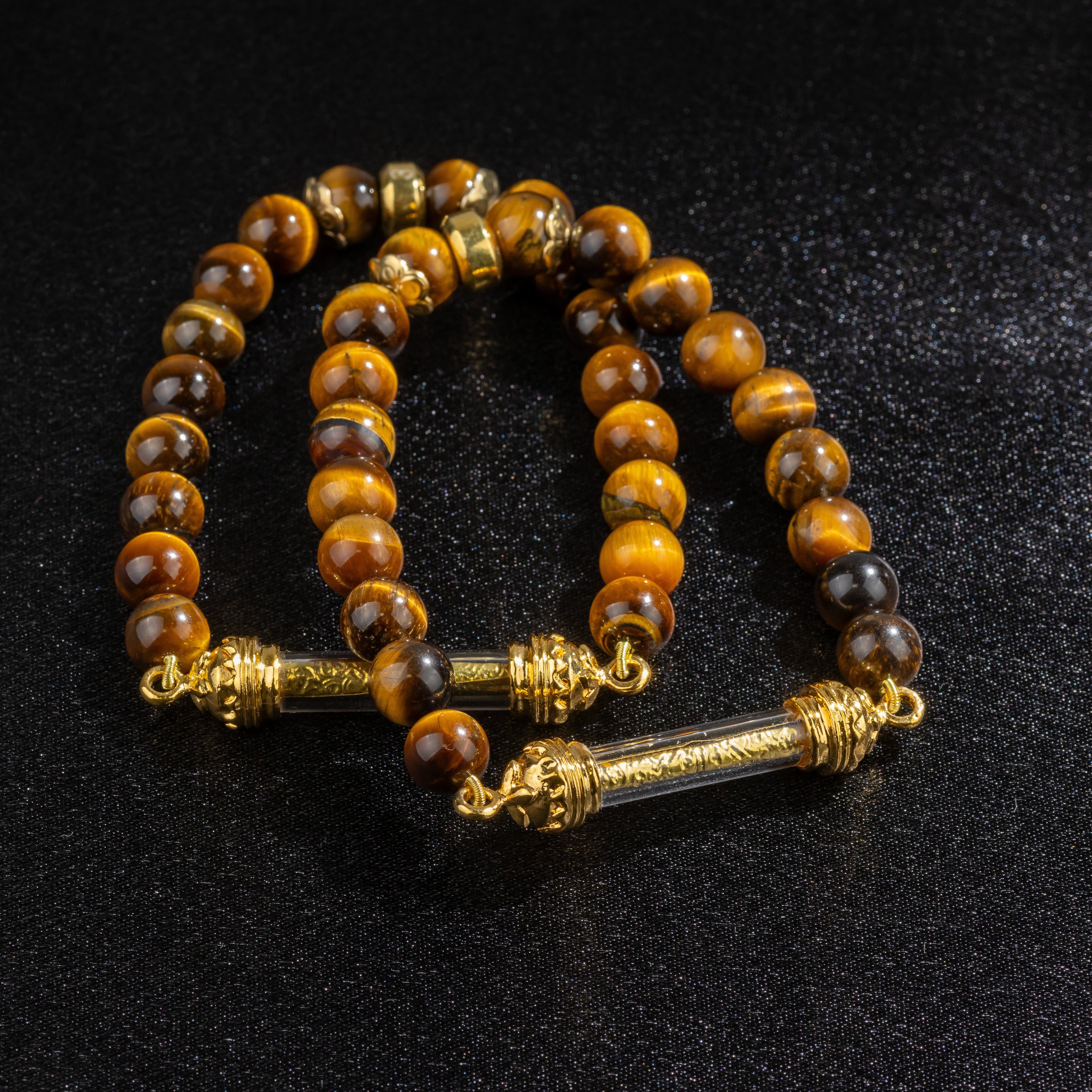 Tiger Eye Bracelet and Sacred Takrut Amulet - Protection and Luck 