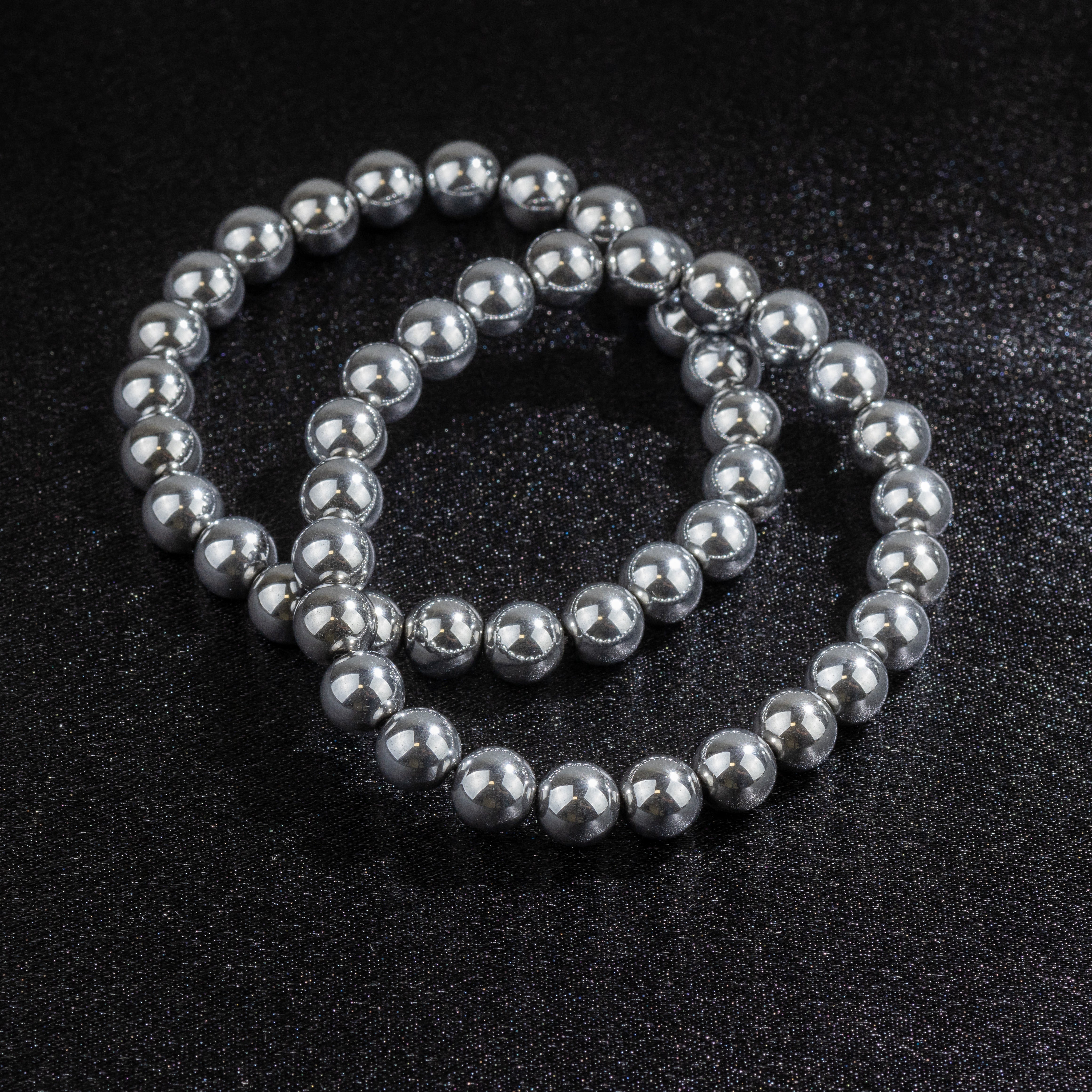 Bracelet Homme en Hématite naturelle qualité AAA (boules 8mm)