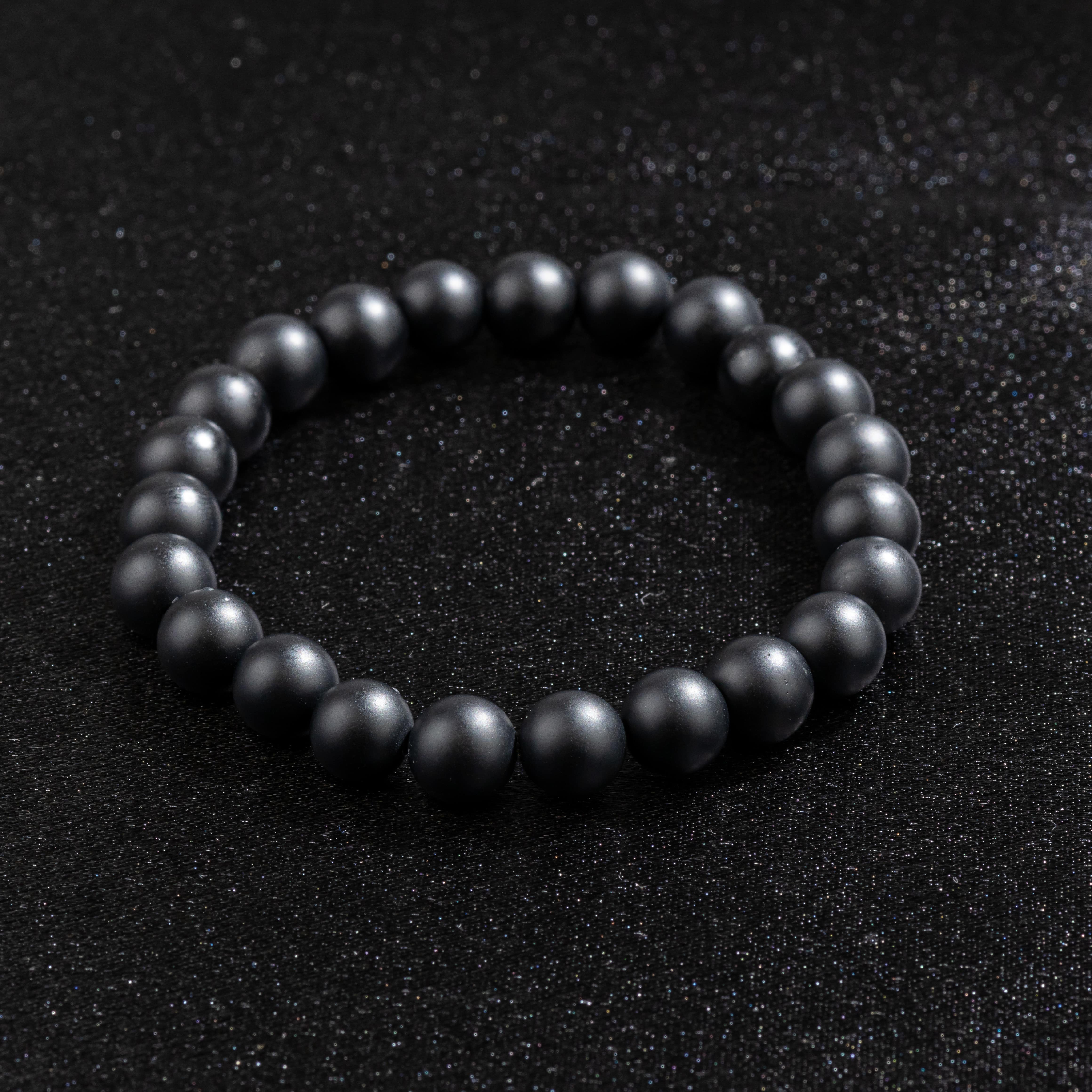 Bracelet Homme en Onyx Mat naturel qualité A (boules 8mm)