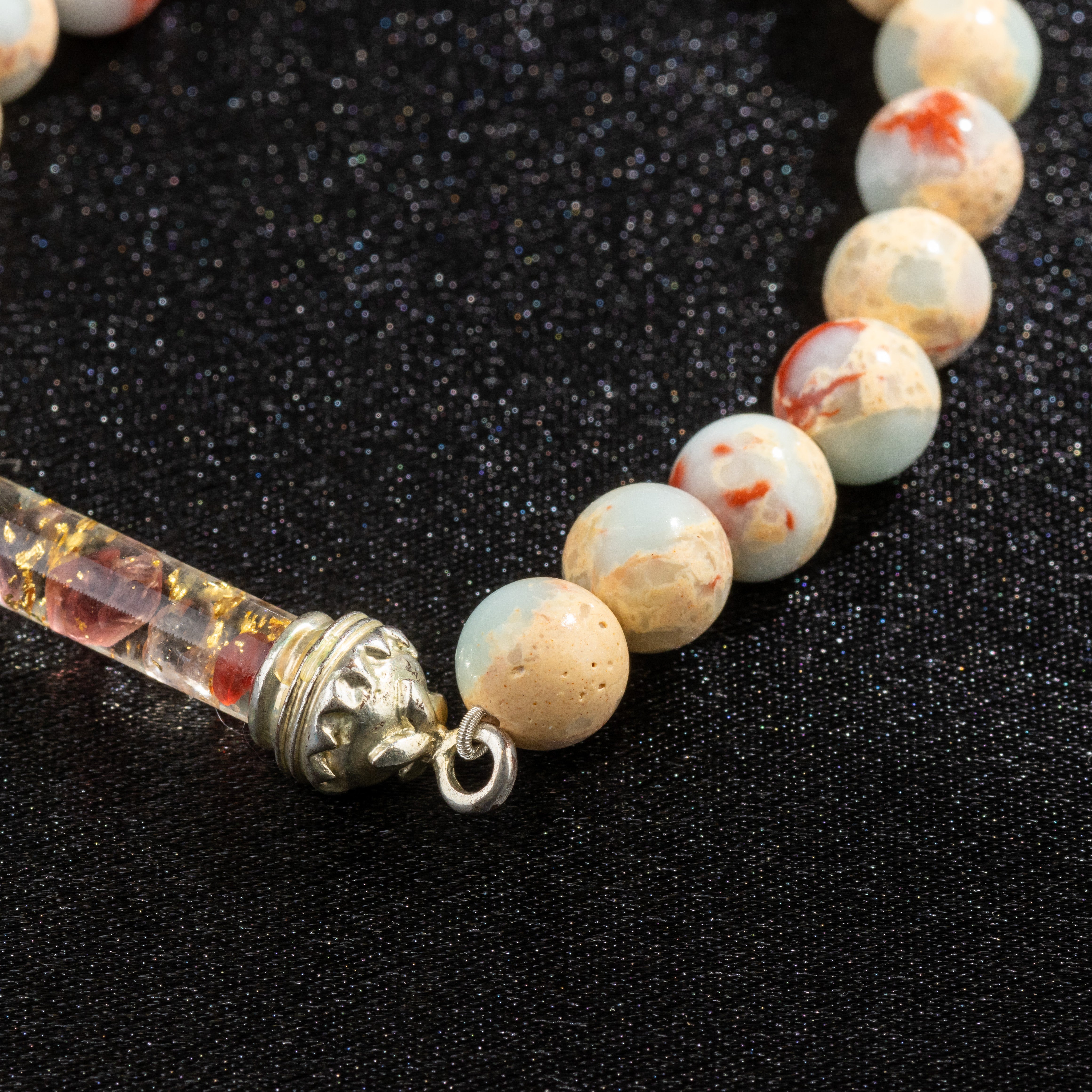 Shoushan Jasper bracelet with sacred Spinel amulet 